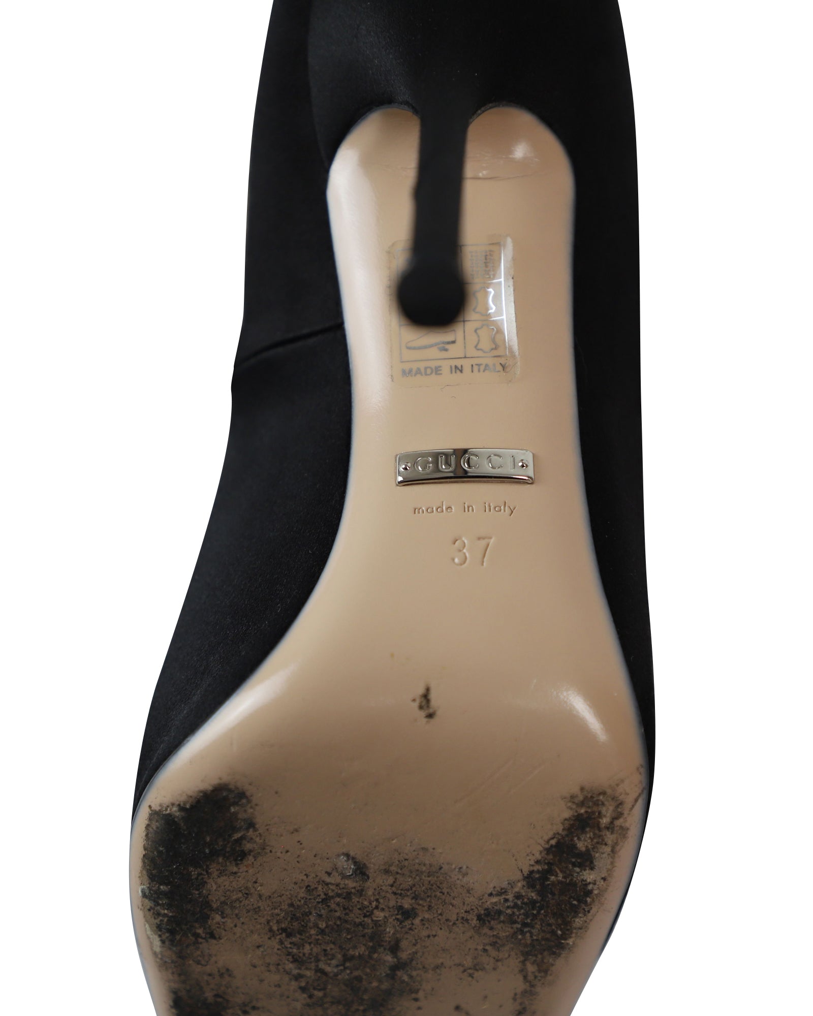 Women's Gucci Dionysus Embellished Pumps in Black Satin