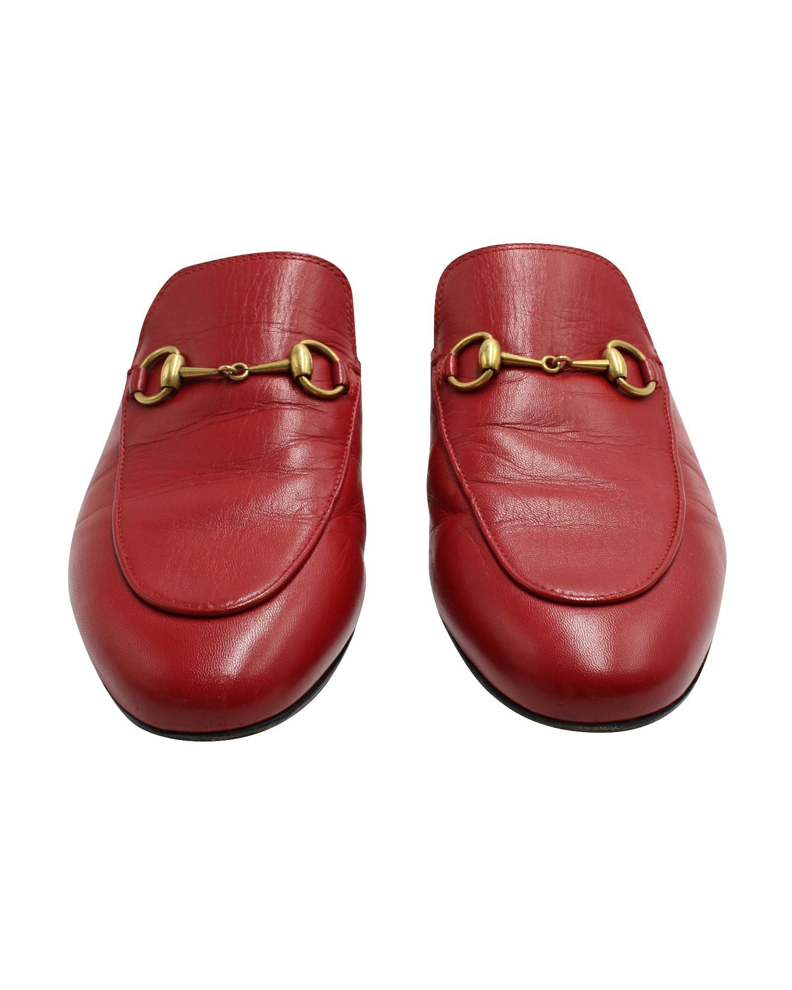Women's Red Mules with Horsebit