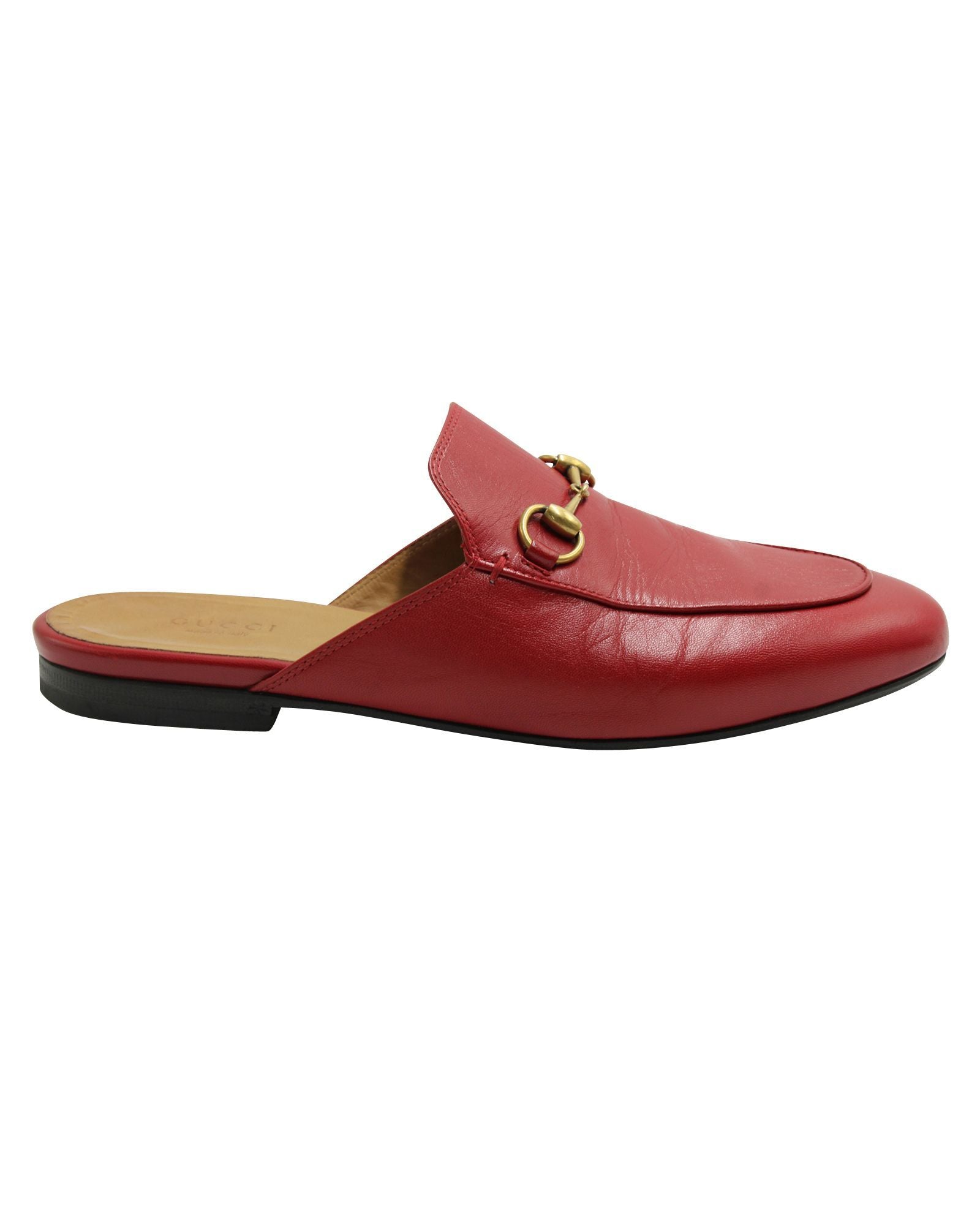Women's Red Mules with Horsebit