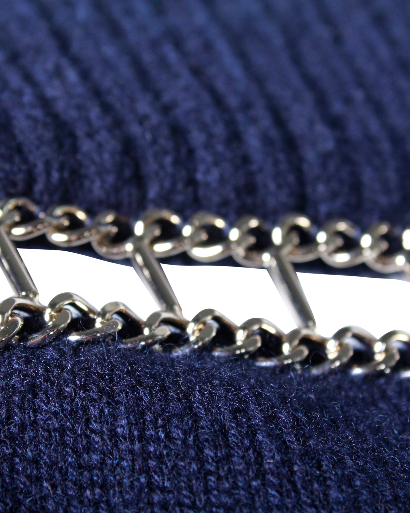 Women's Chanel Chain Trim Boat Neck Sweater in Navy Blue Cashmere