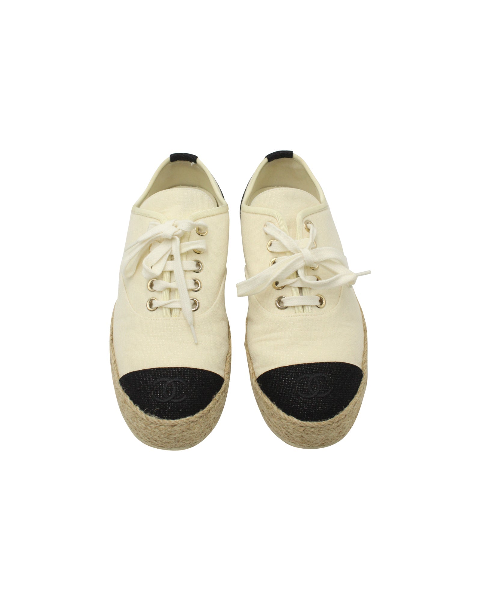 Women's Chanel Riviera Espadrille Sneakers in White Canvas