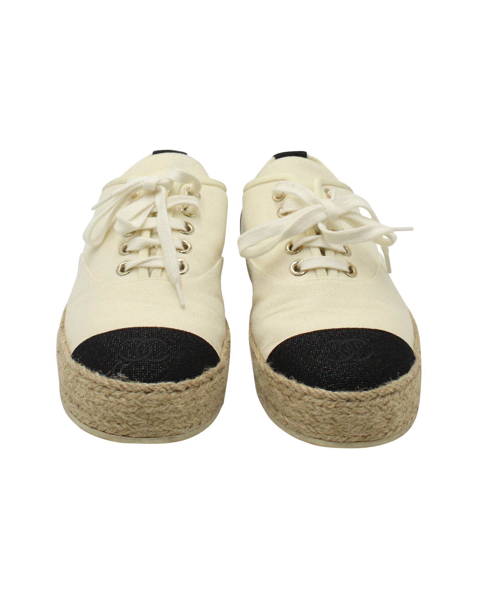 Women's Chanel Riviera Espadrille Sneakers in White Canvas