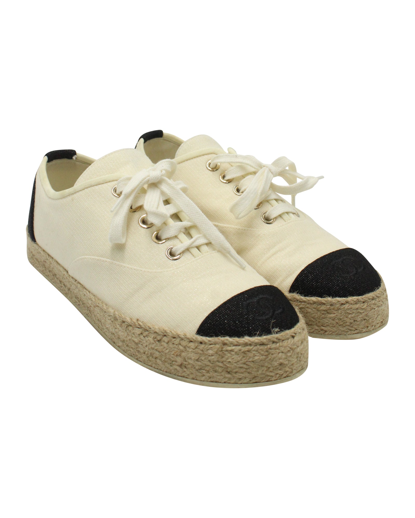 Women's Chanel Riviera Espadrille Sneakers in White Canvas