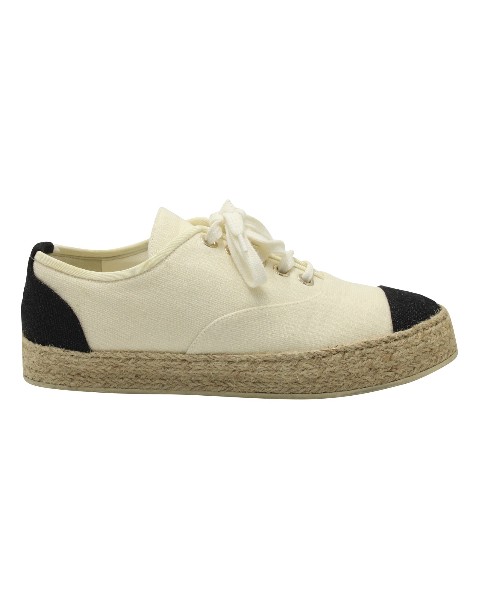 Women's Chanel Riviera Espadrille Sneakers in White Canvas