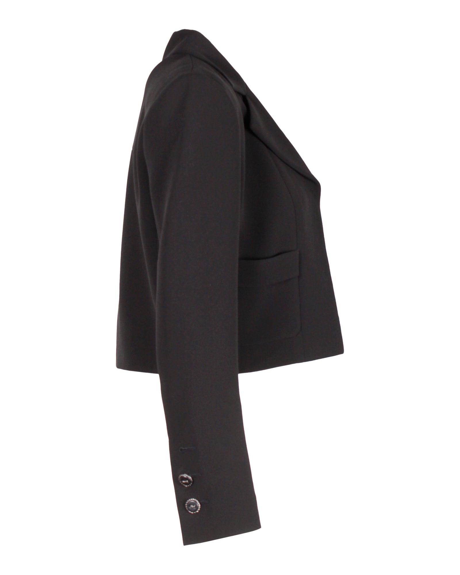 Women's Chanel Cropped Open-Front Blazer in Black Silk