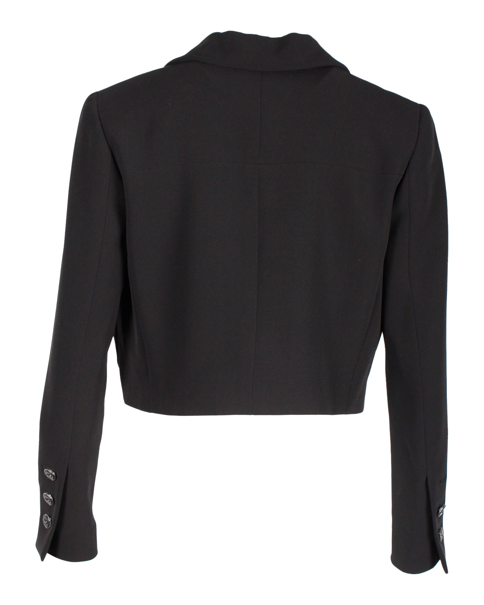 Women's Chanel Cropped Open-Front Blazer in Black Silk