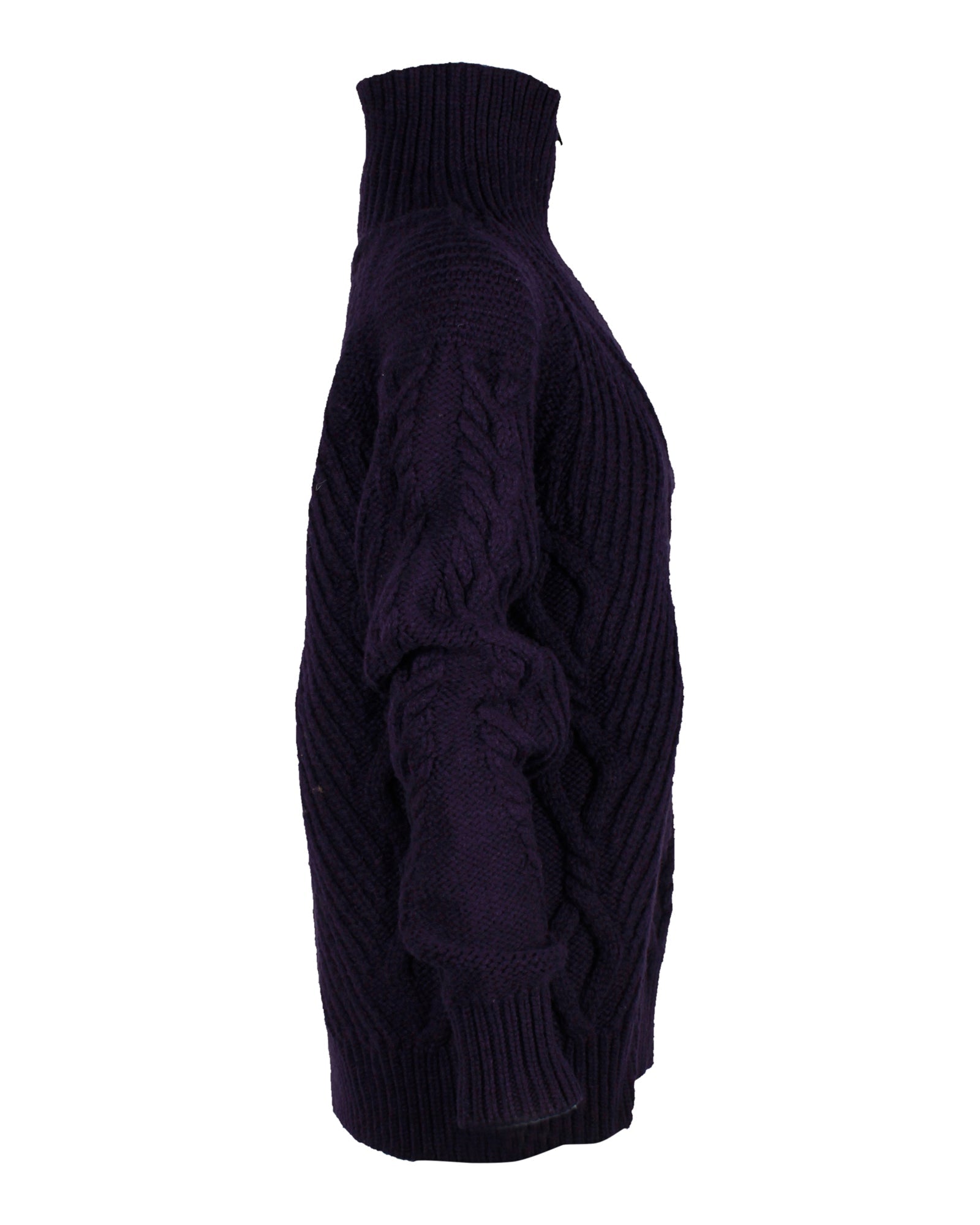 Women's Chanel Cable Knit Pullover in Navy Blue Wool
