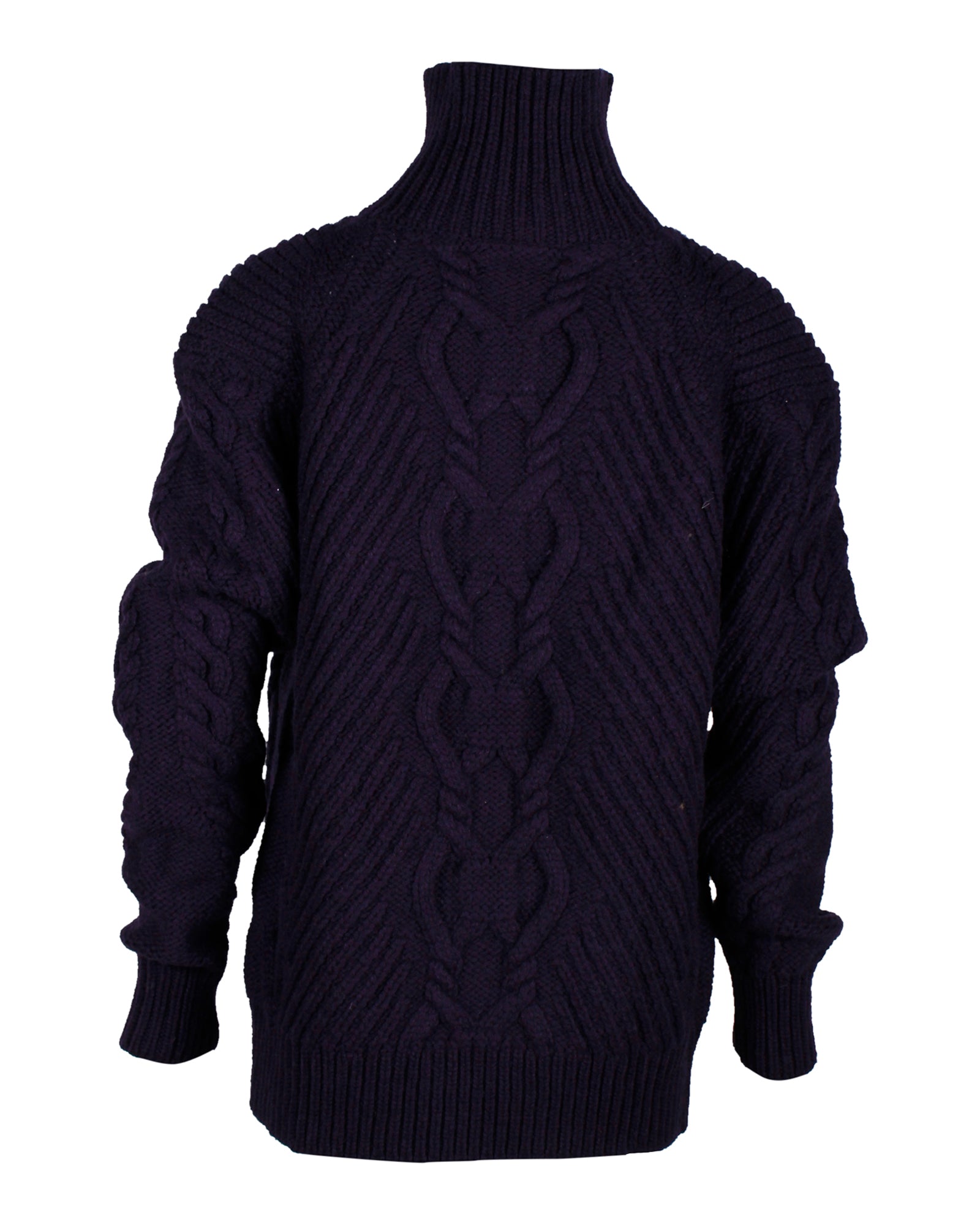 Women's Chanel Cable Knit Pullover in Navy Blue Wool