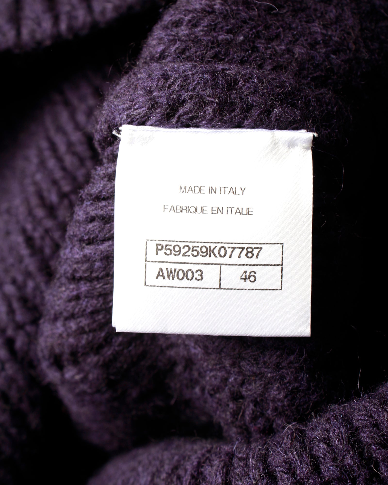 Women's Chanel Cable Knit Pullover in Navy Blue Wool