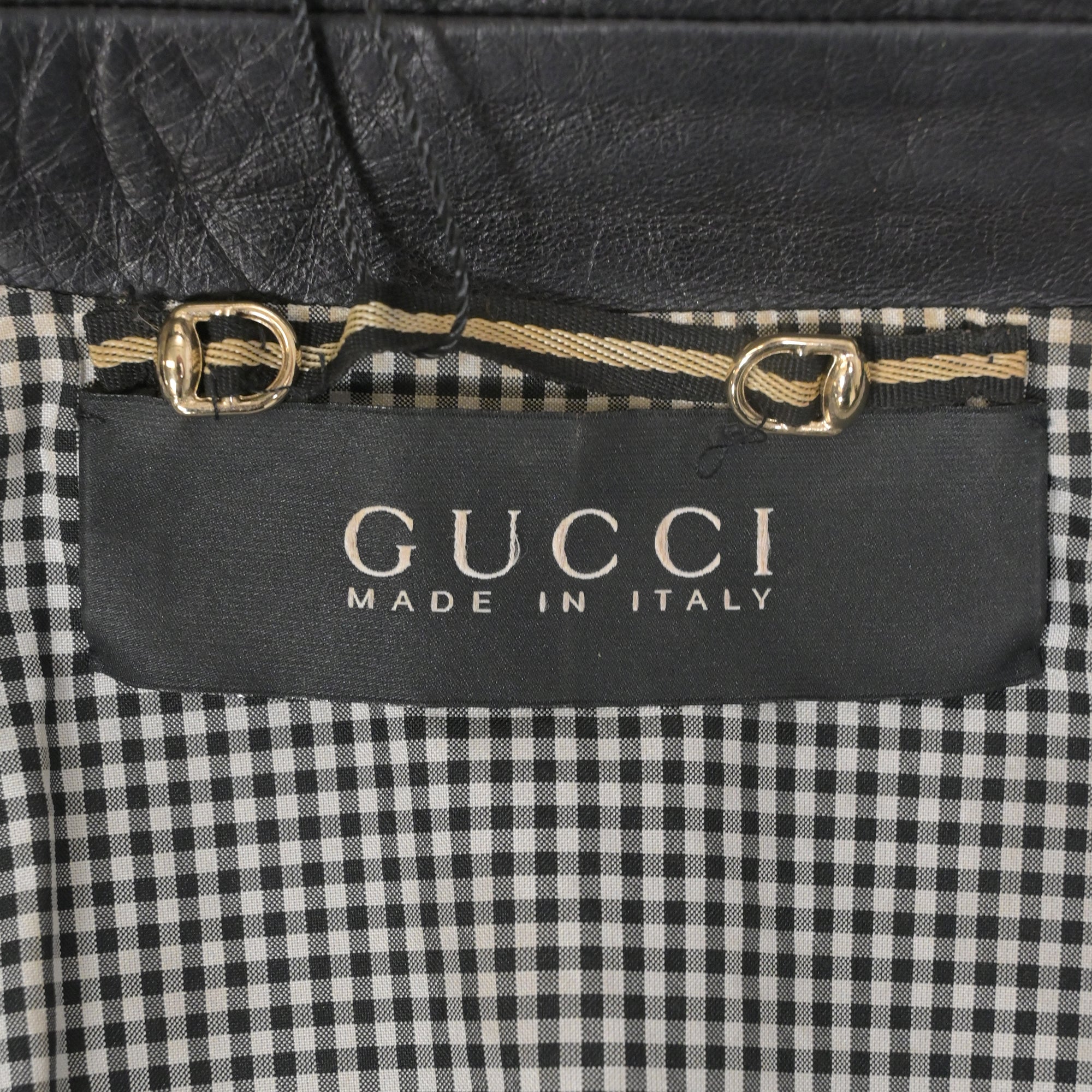 Women's Gucci Button Front Jacket in Black Leather