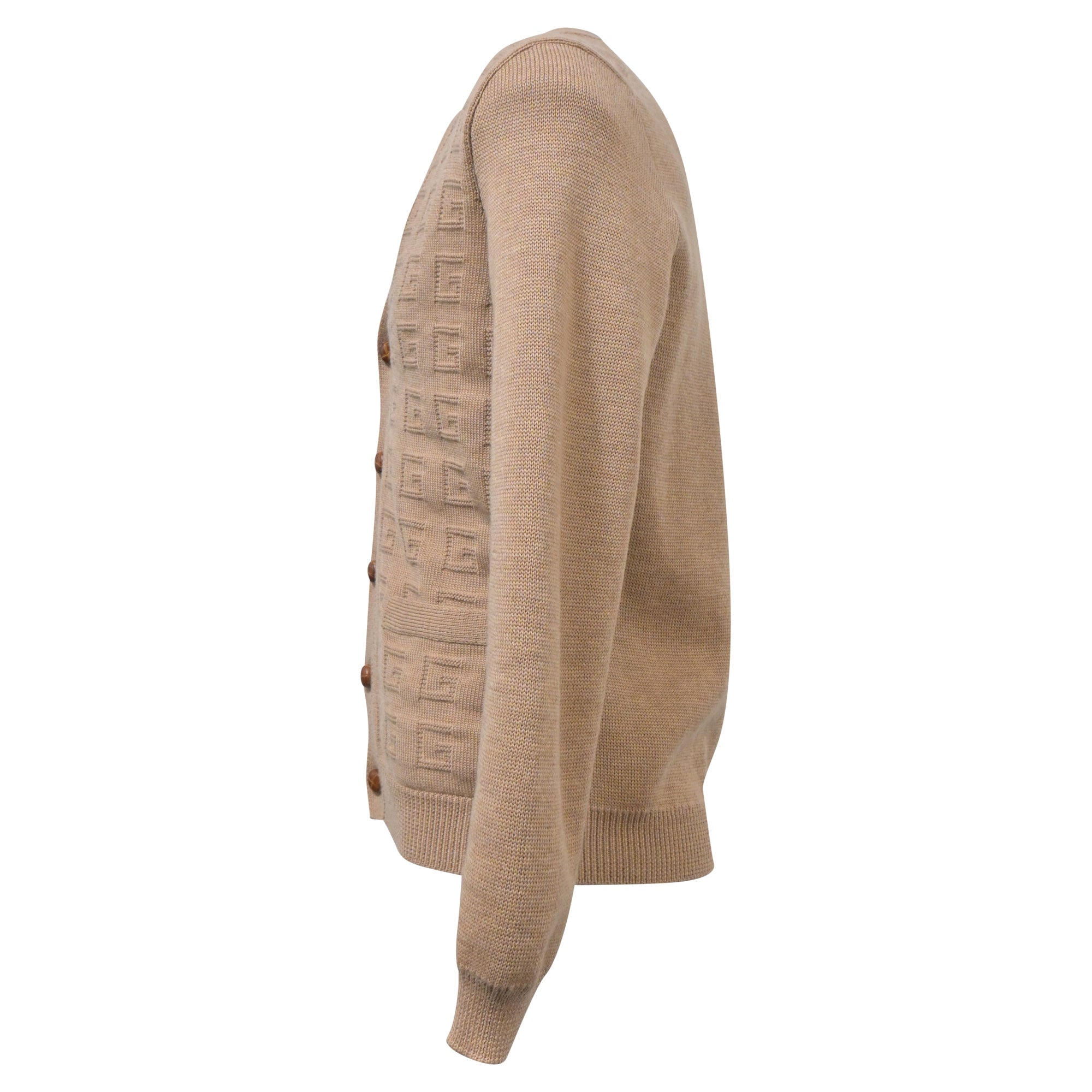 Men's Gucci V-Neck GG Pattern Cardigan in Brown Wool