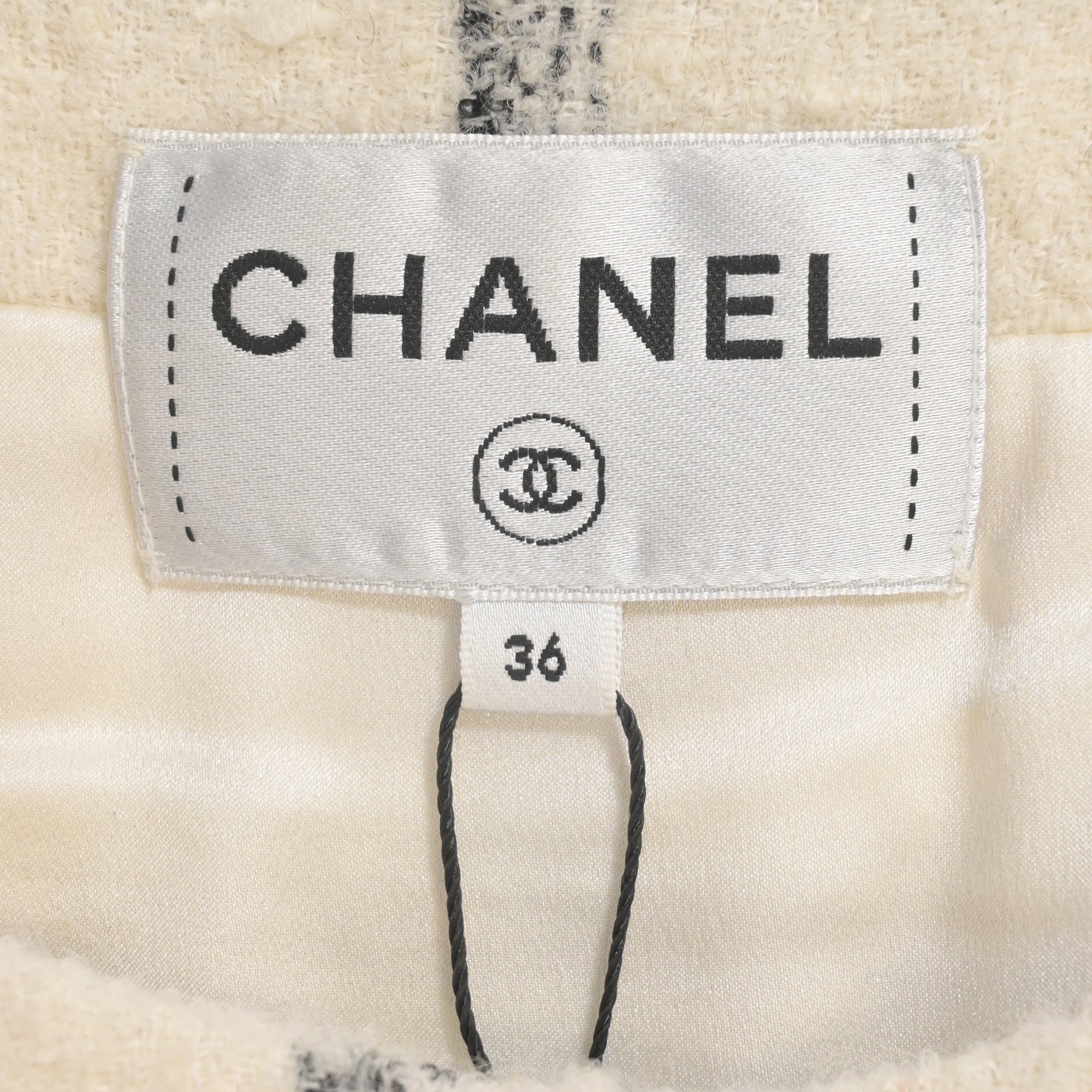 Women's Chanel Midi Embroidered Dress in Cream Tweed