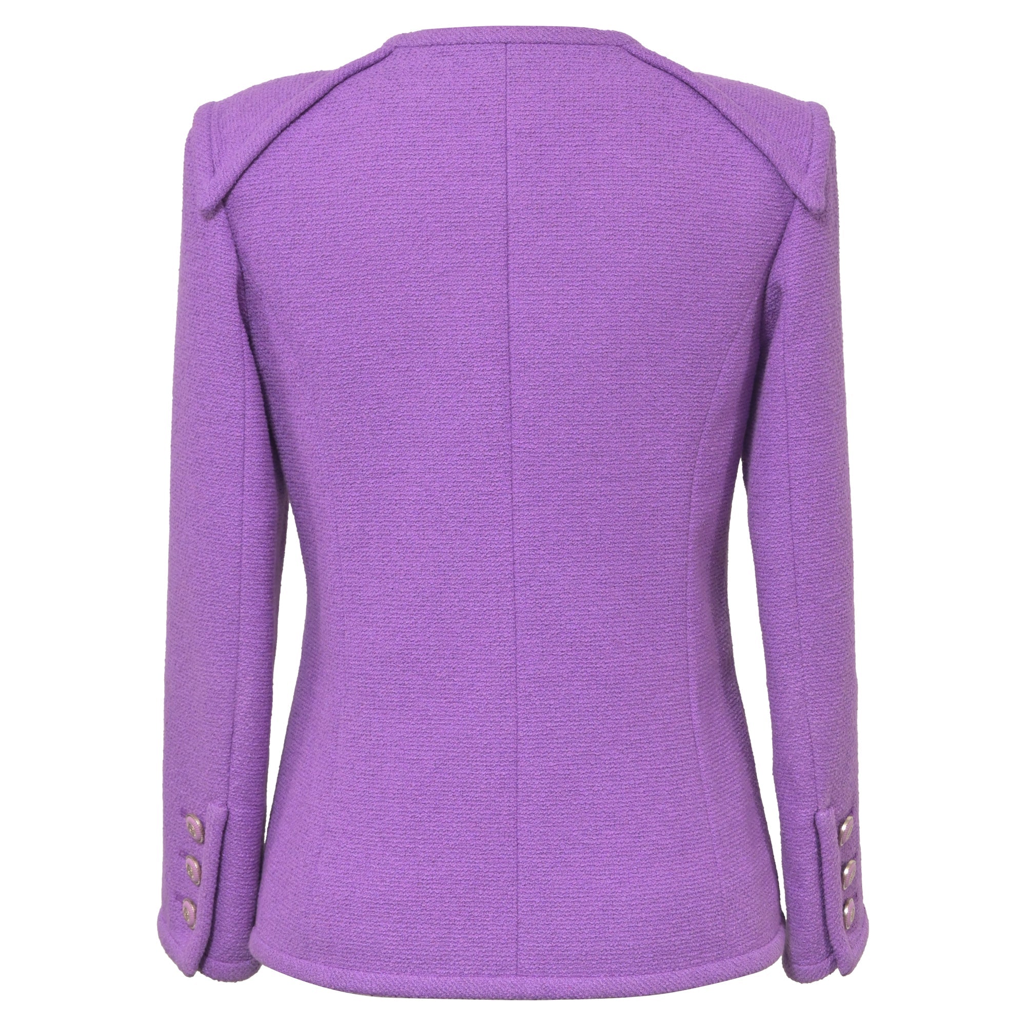 Women's Chanel CC Button Four Pockets Jacket in Purple Tweed