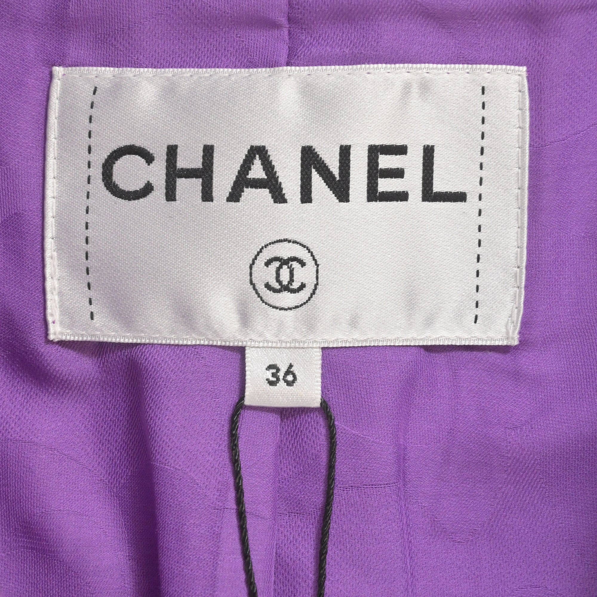 Women's Chanel CC Button Four Pockets Jacket in Purple Tweed