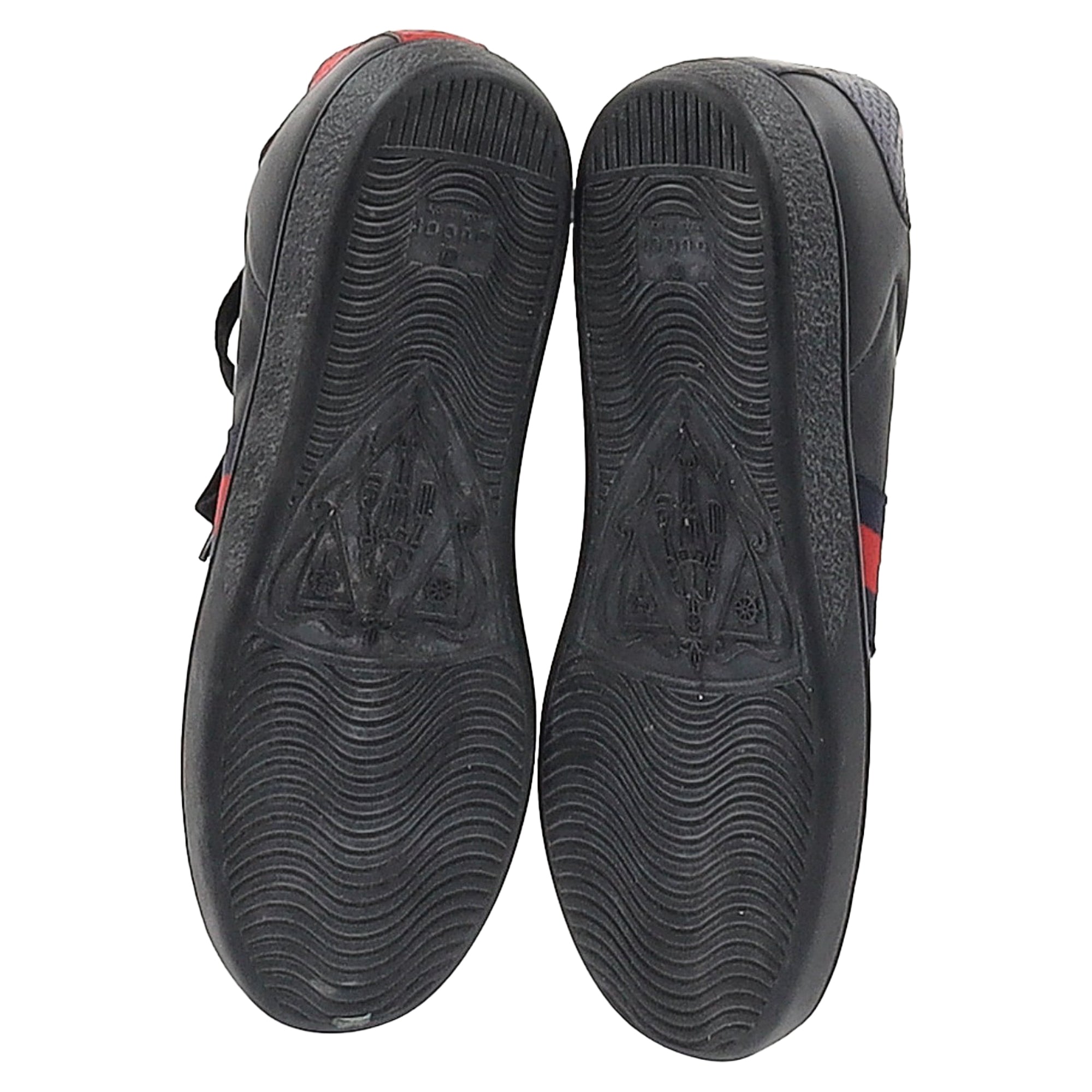 Men's  Gucci Ace Bee Low-Top Sneakers in Black Calfskin Leather