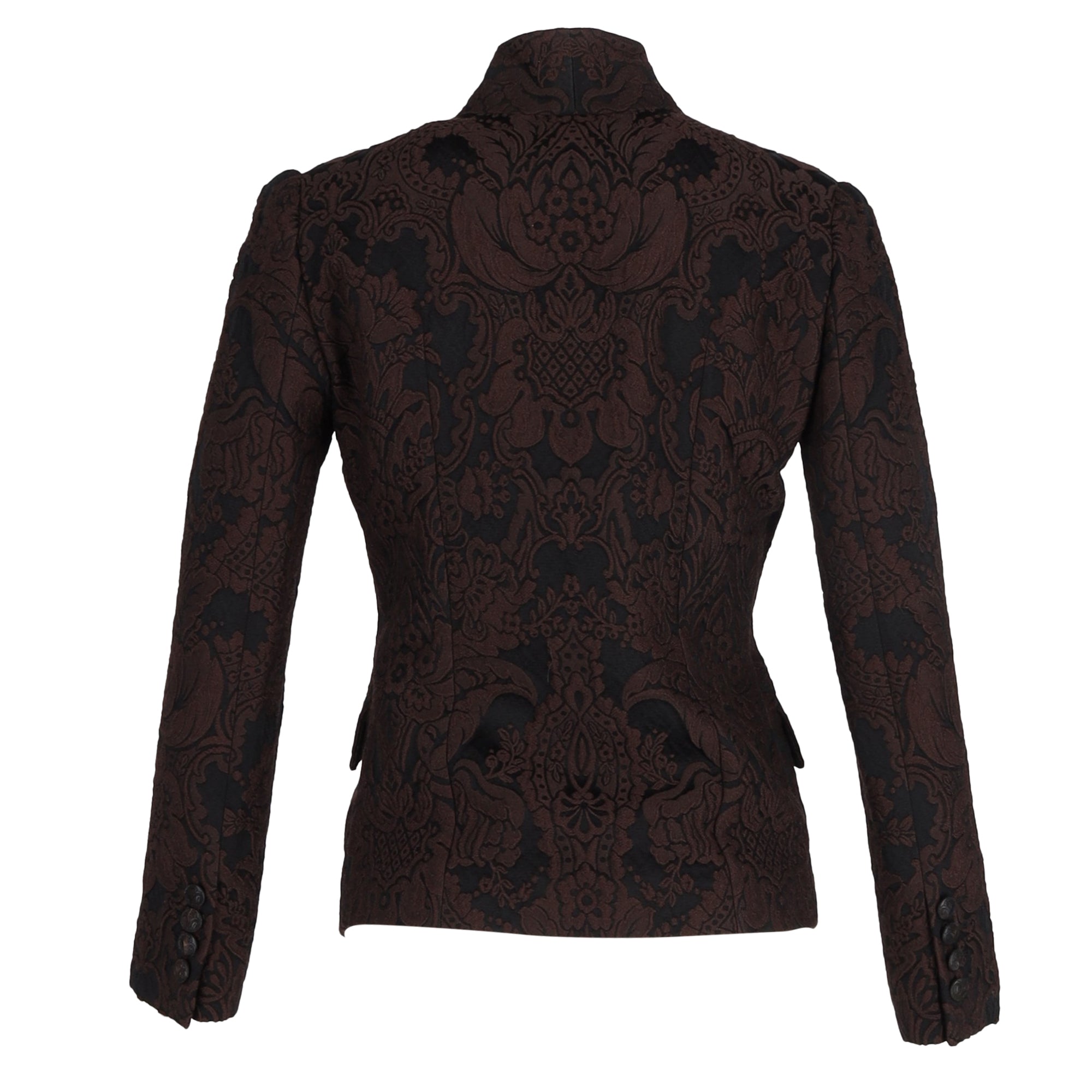 Women's Gucci 2010s Floral-Jacquard Blazer in Brown Wool