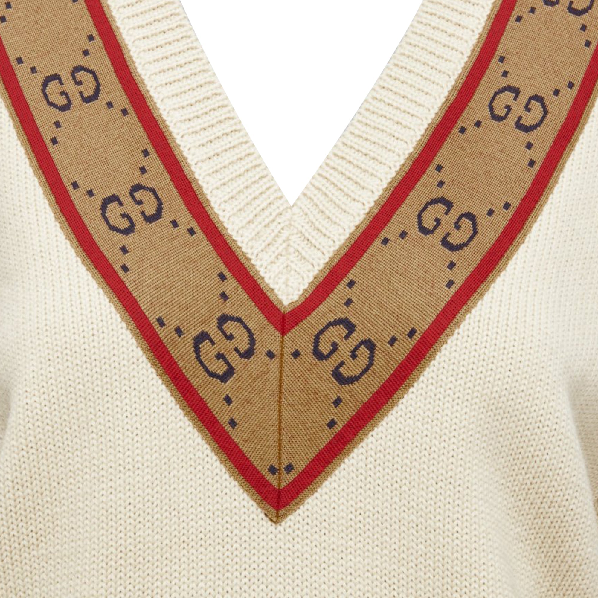 Women's Gucci wool GG monogram V-neck varsity sweater