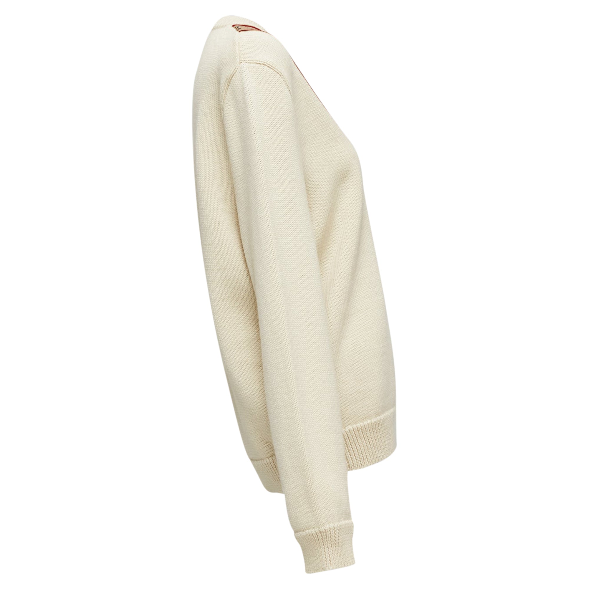 Women's Gucci wool GG monogram V-neck varsity sweater
