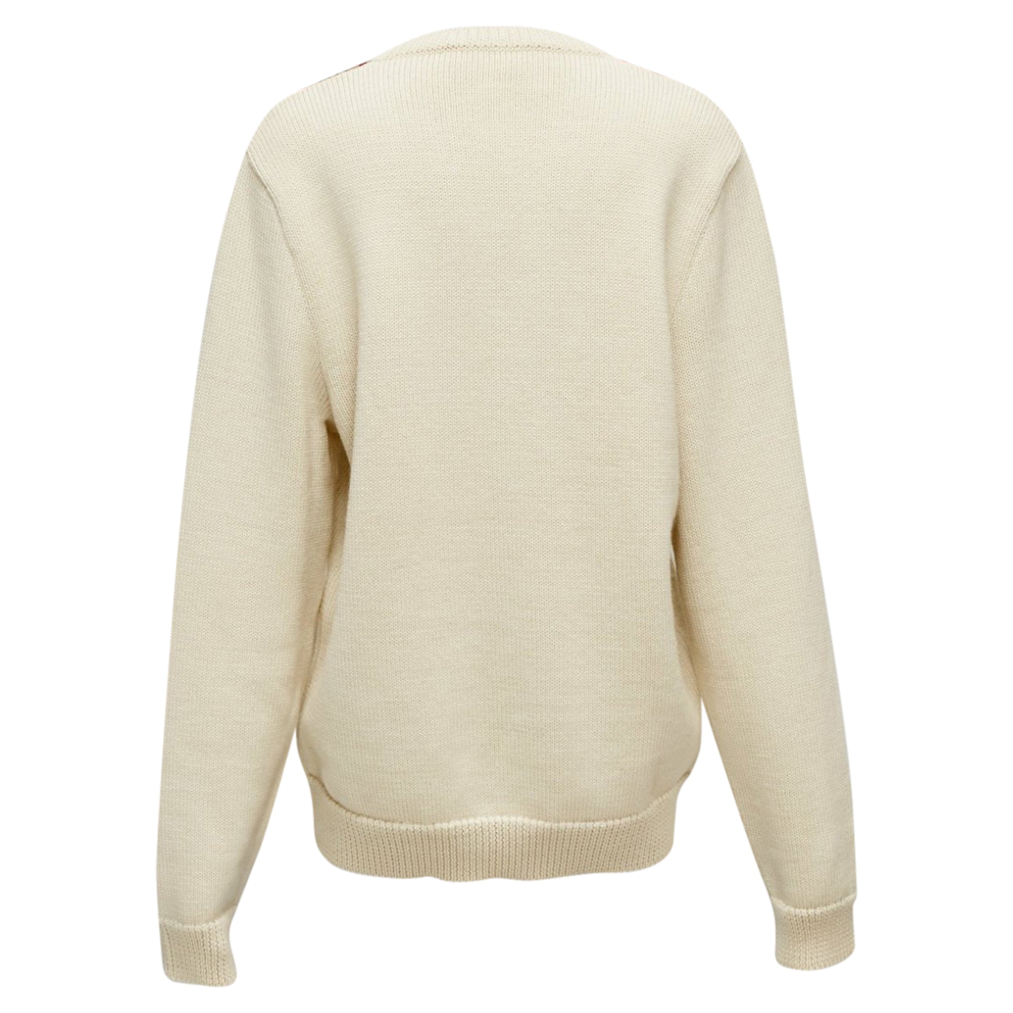 Women's Gucci wool GG monogram V-neck varsity sweater