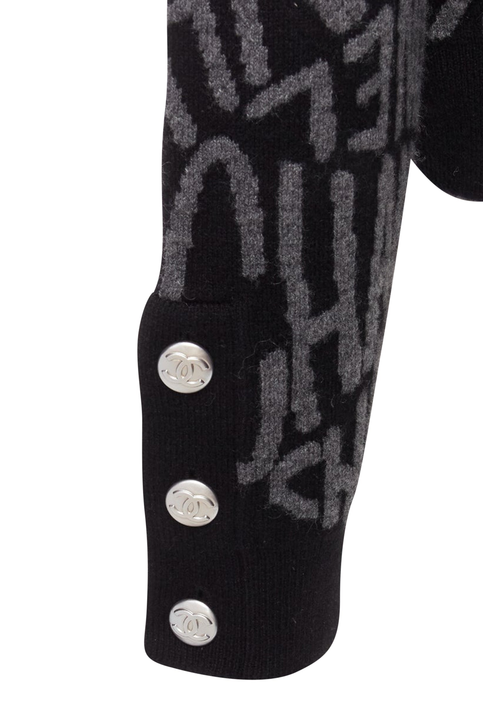 Women's Chanel cashmere all over logo intarsia CC cardigan