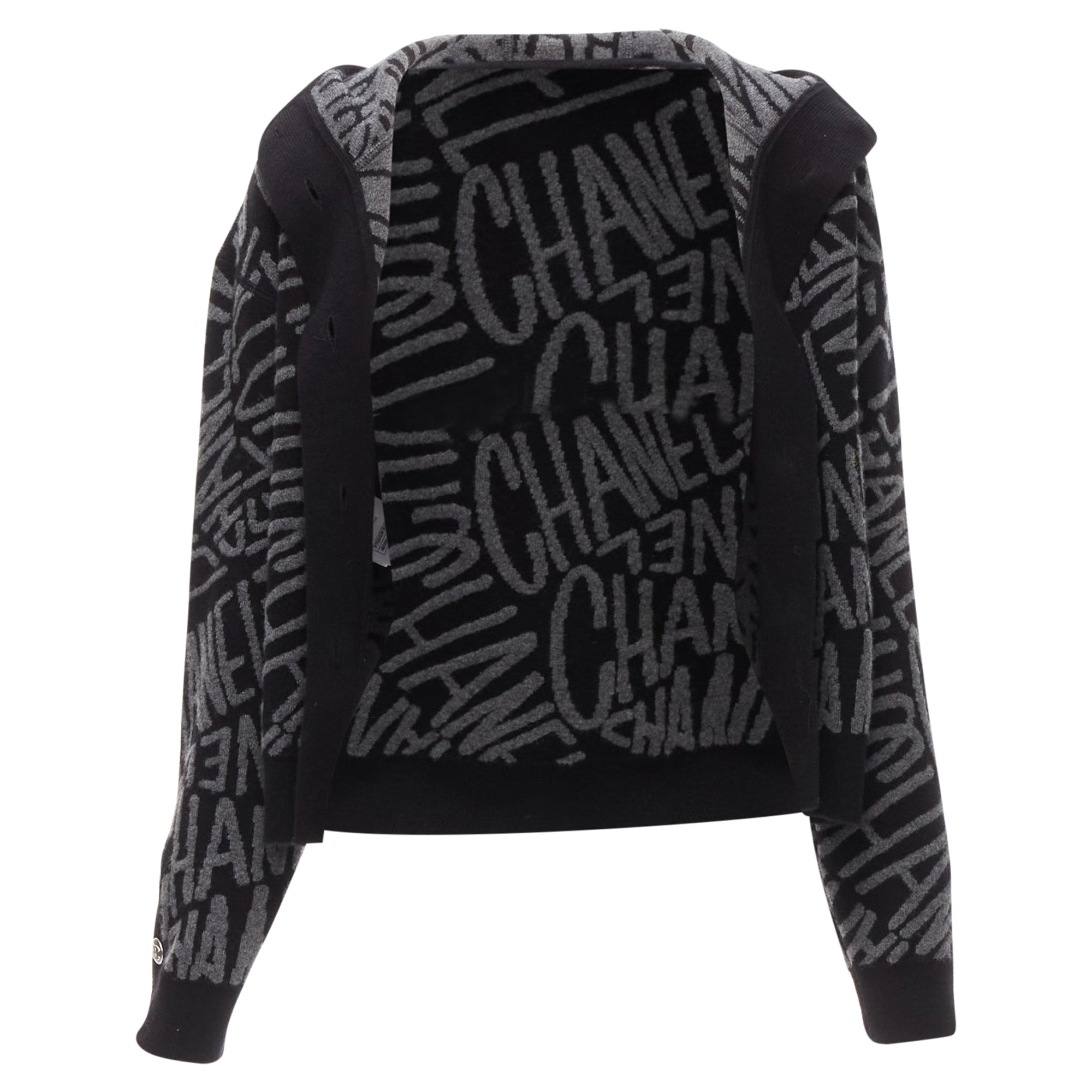 Women's Chanel cashmere all over logo intarsia CC cardigan