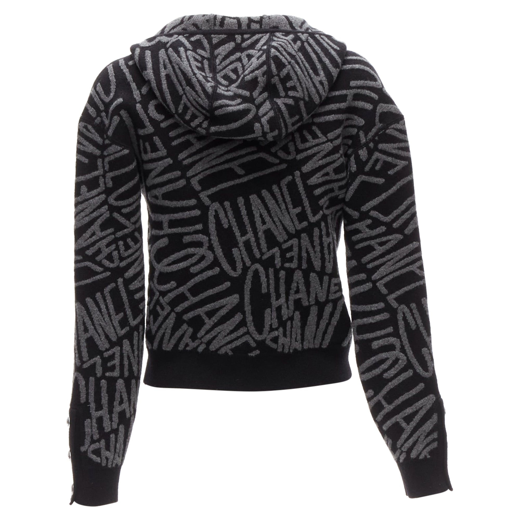 Women's Chanel cashmere all over logo intarsia CC cardigan