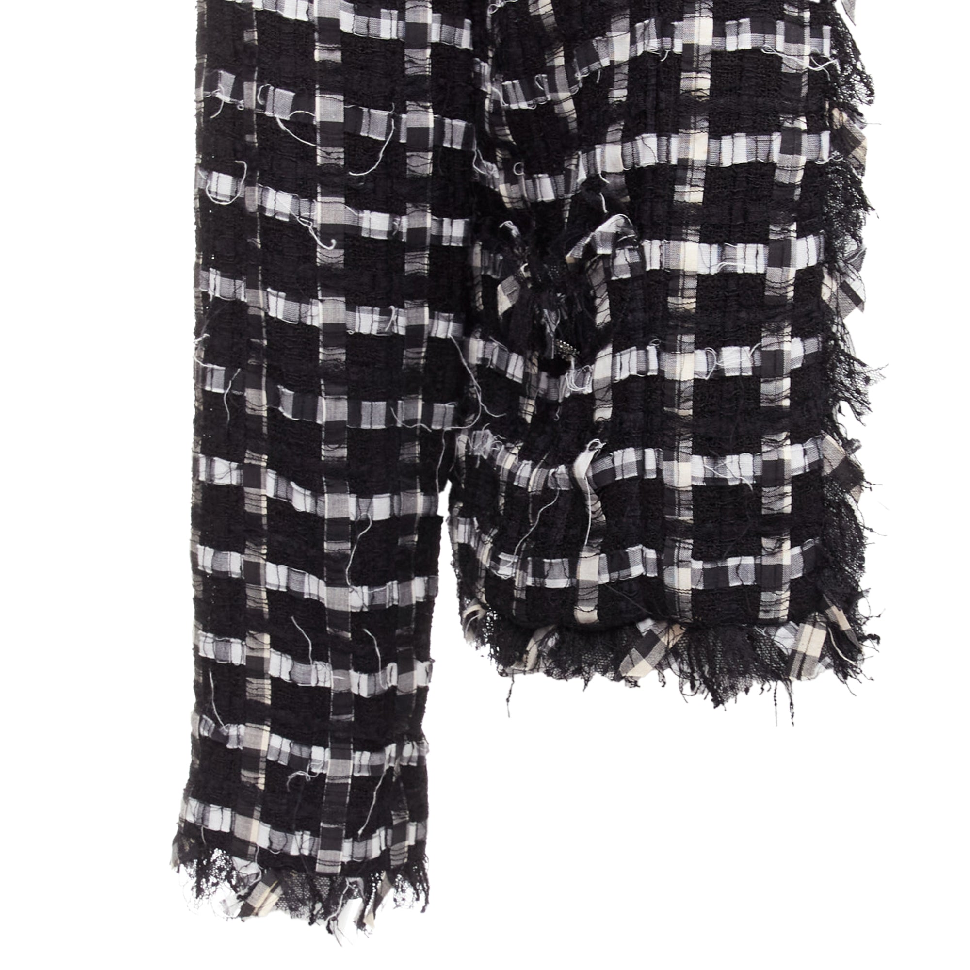 Women's Chanel raw check tweed gripoix buttons cropped jacket