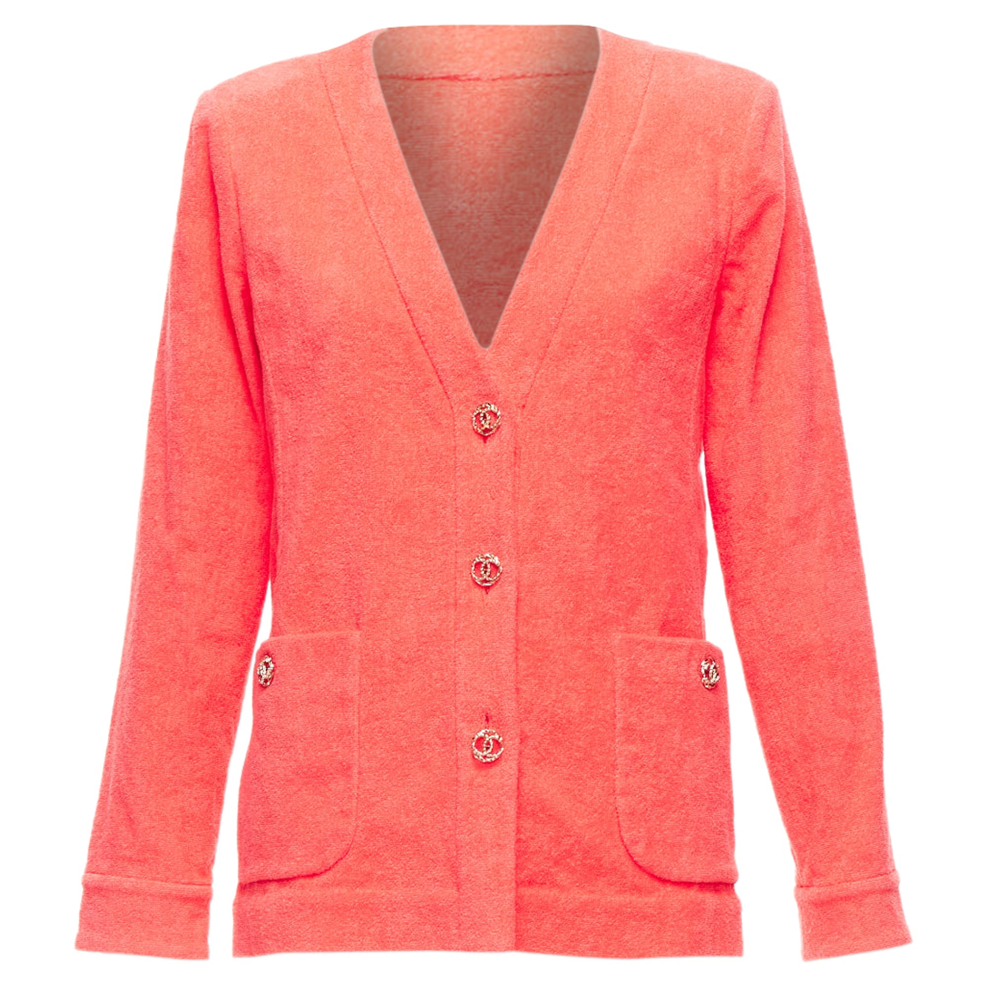 Women's Chanel towel terry cloth CC logo blazer jacket