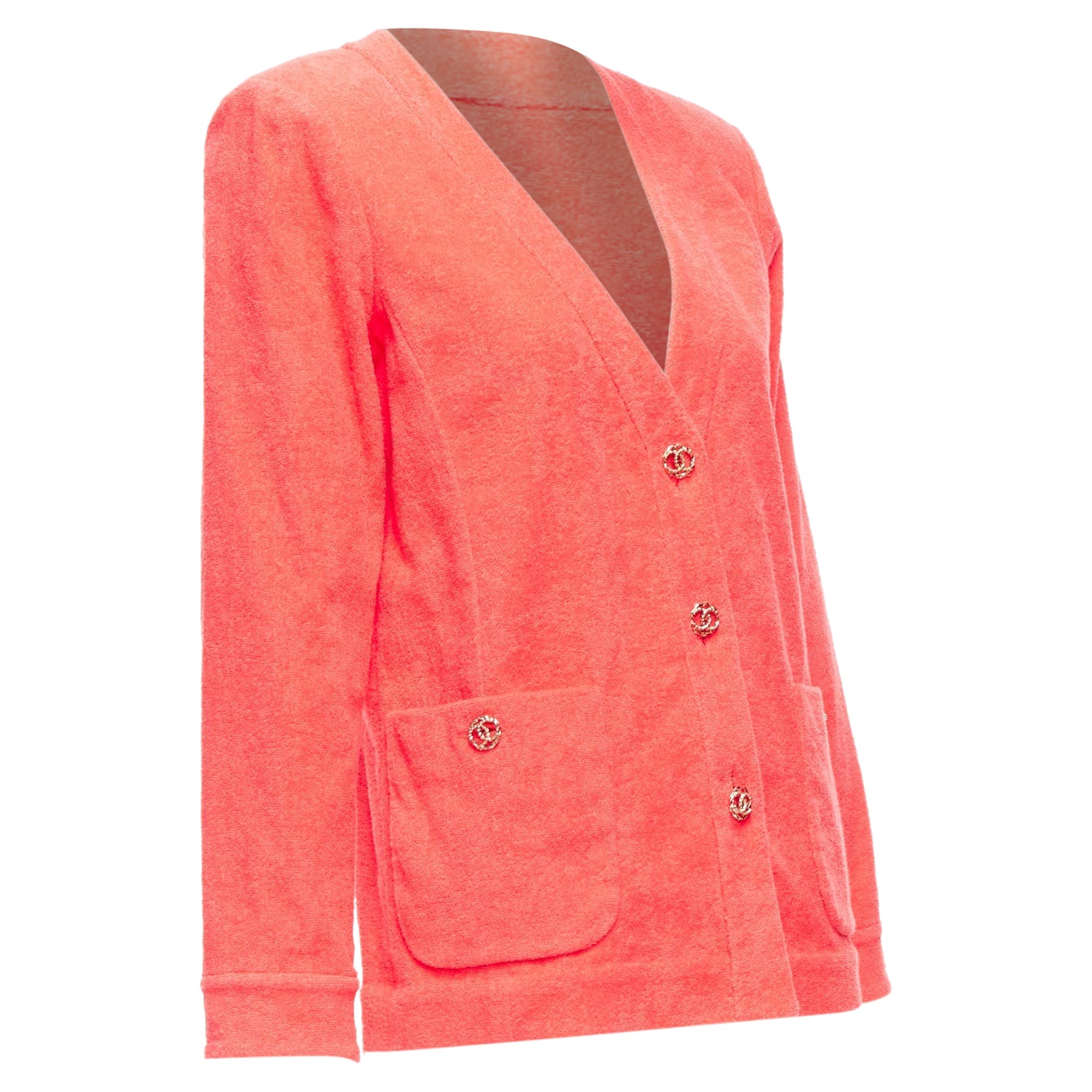 Women's Chanel towel terry cloth CC logo blazer jacket