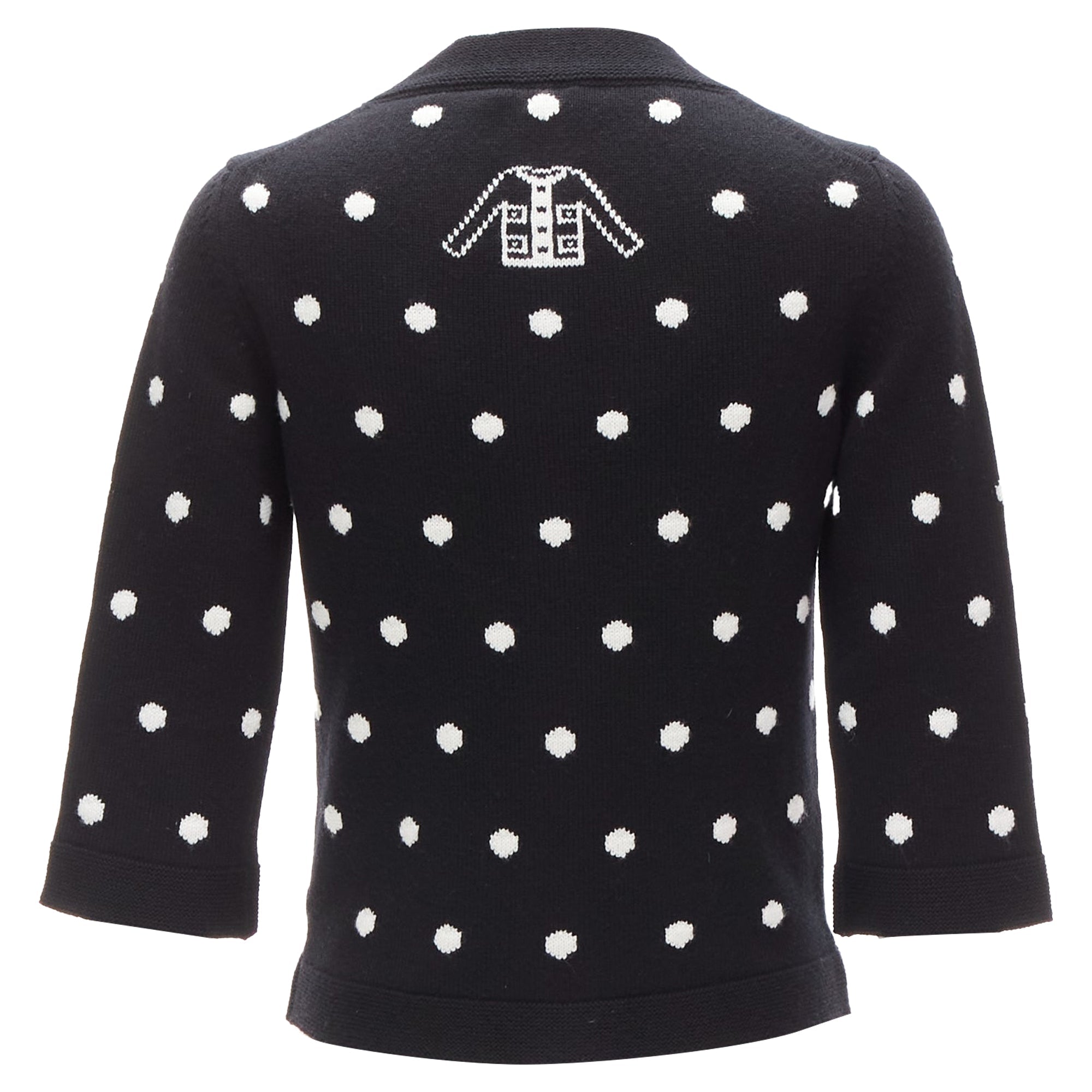 Women's Chanel cashmere silver embellished polka dot cardigan