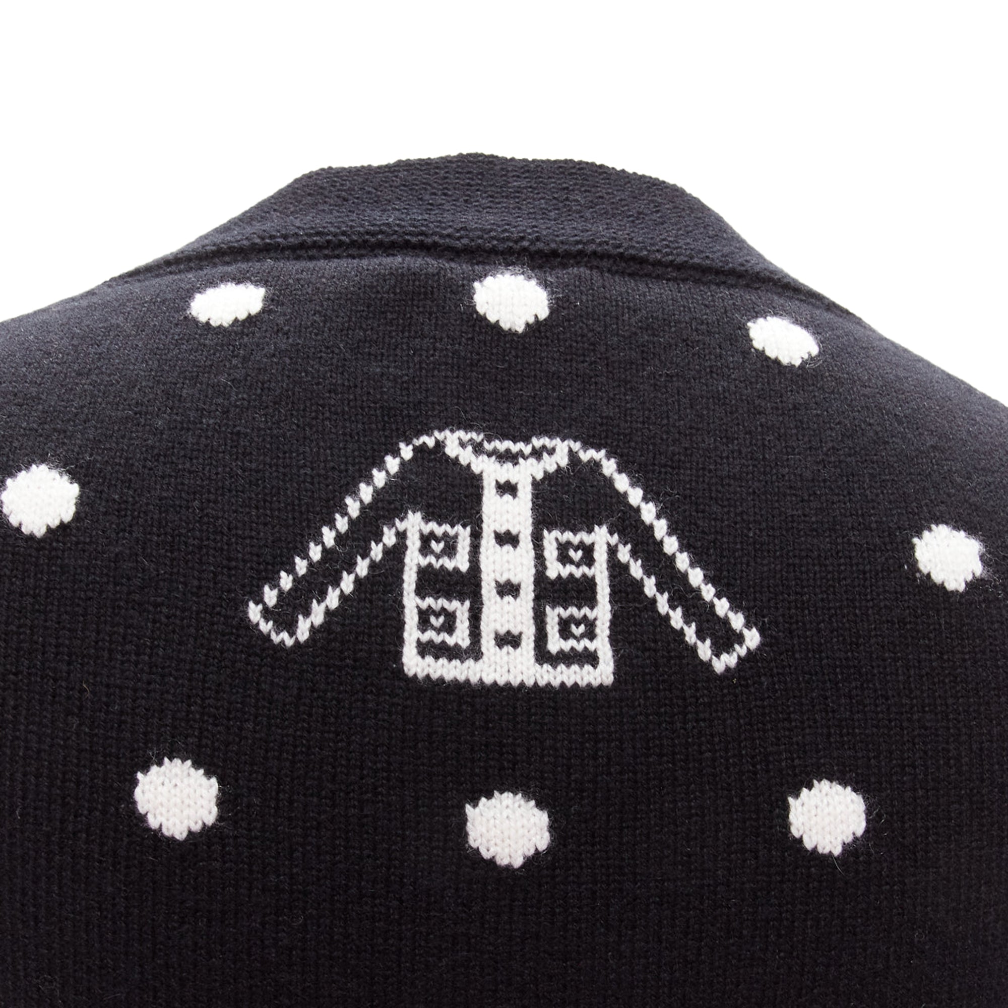 Women's Chanel cashmere silver embellished polka dot cardigan