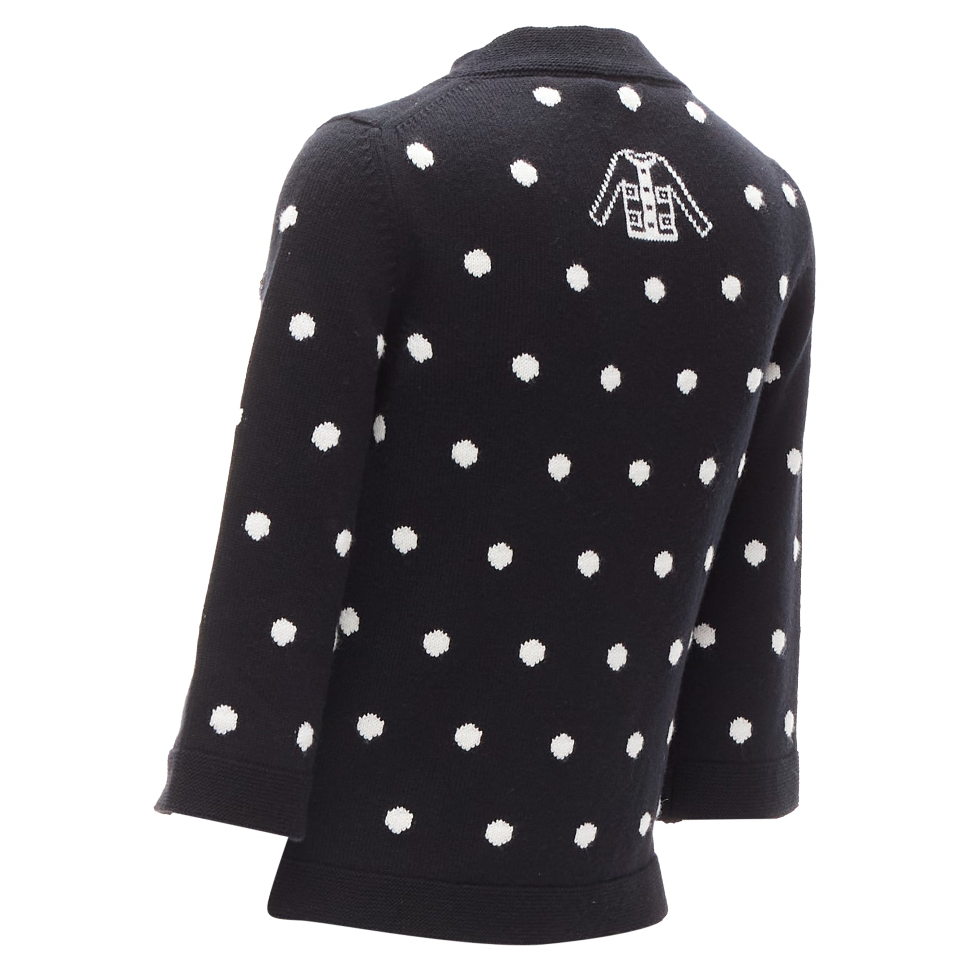 Women's Chanel cashmere silver embellished polka dot cardigan