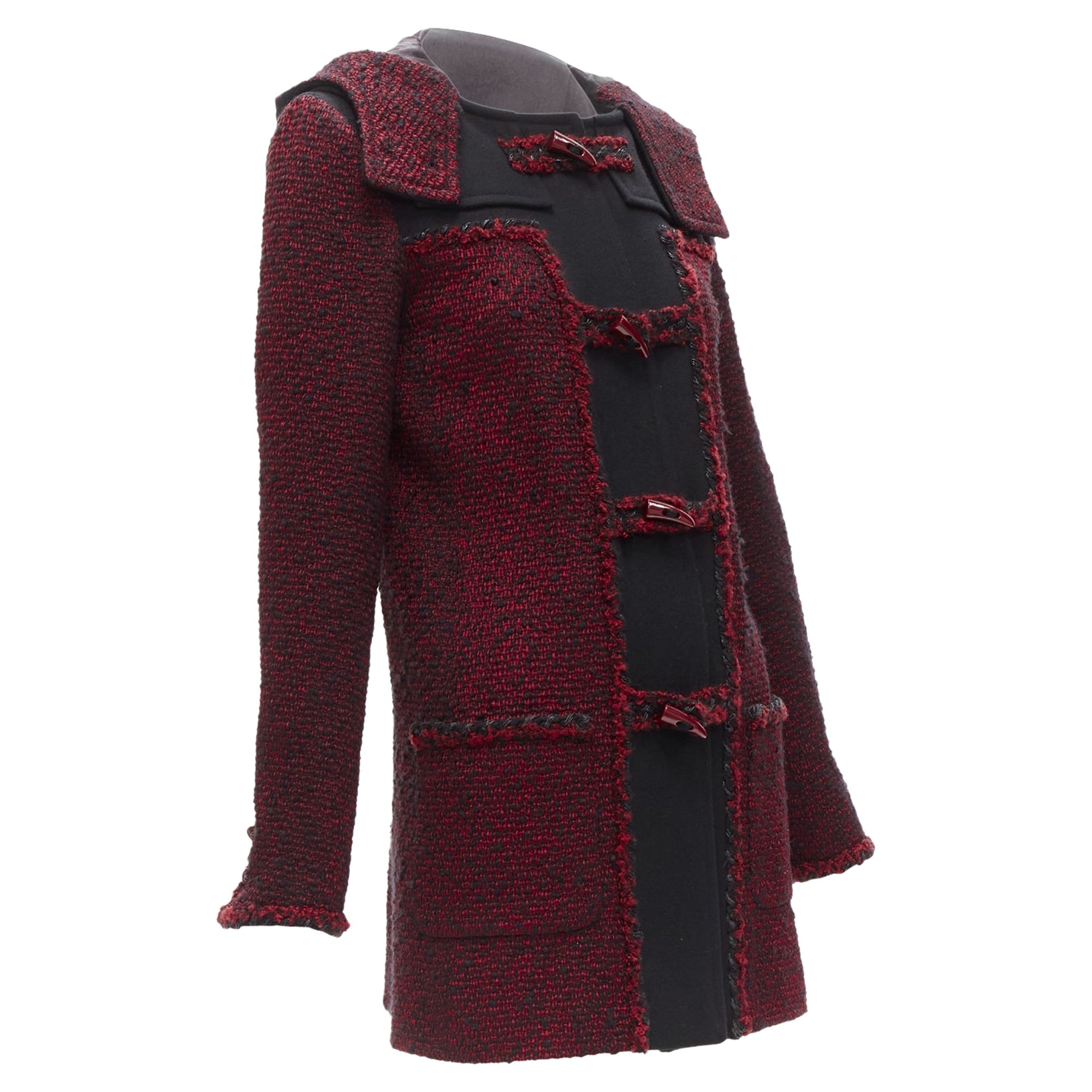Women's Chanel wool tweed CC logo toggle button duffel coat