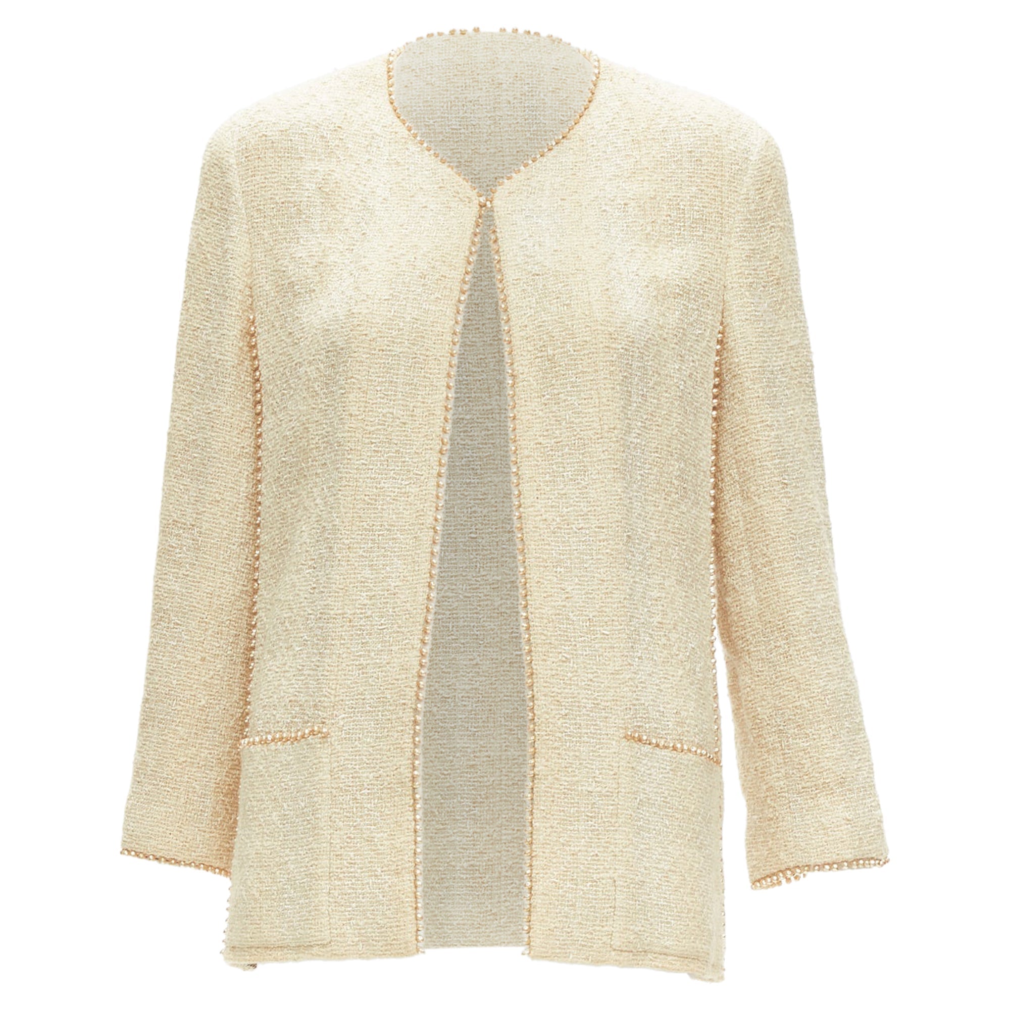 Women's Chanel Karl Lagerfeld P pearl trim boucle tweed jacket