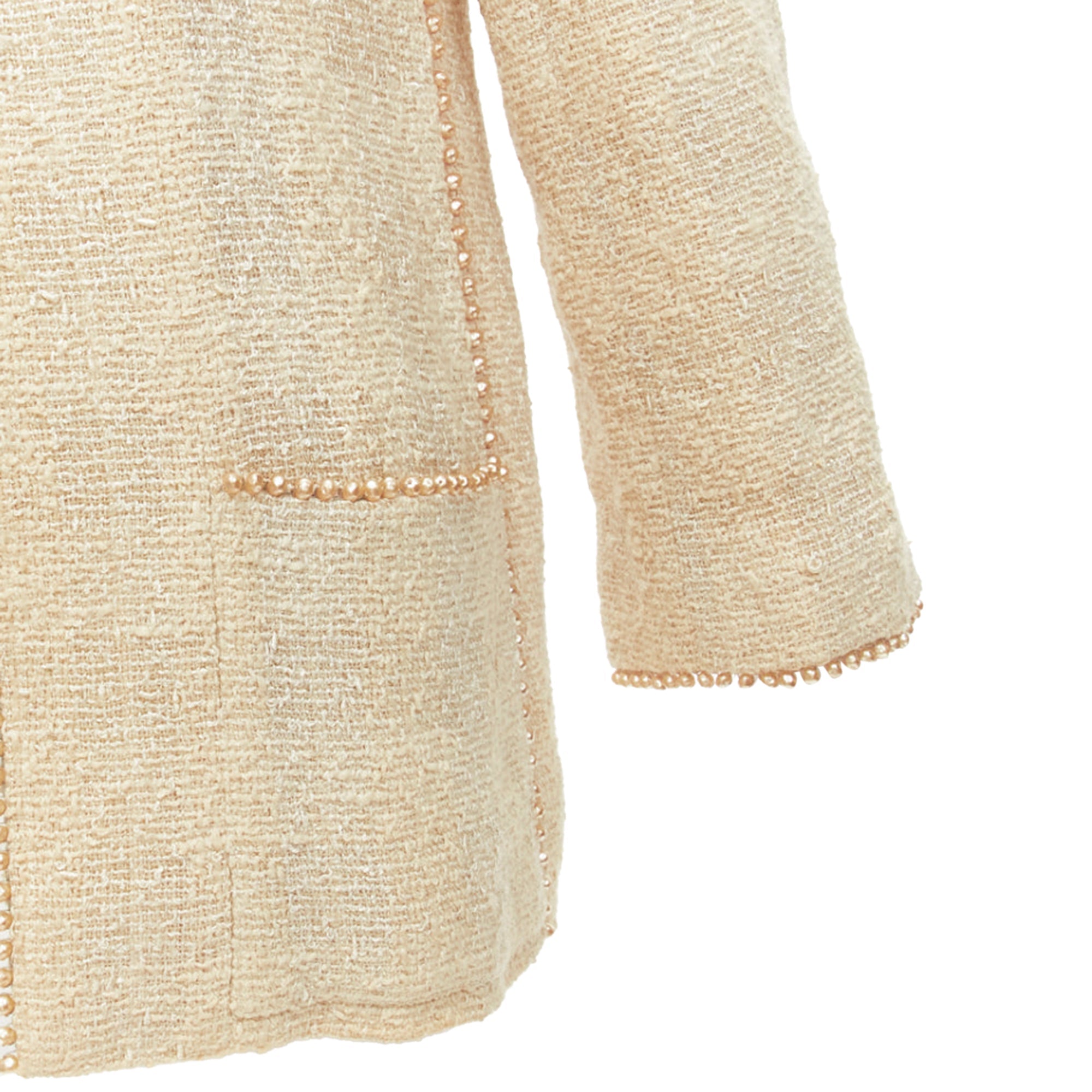 Women's Chanel Karl Lagerfeld P pearl trim boucle tweed jacket