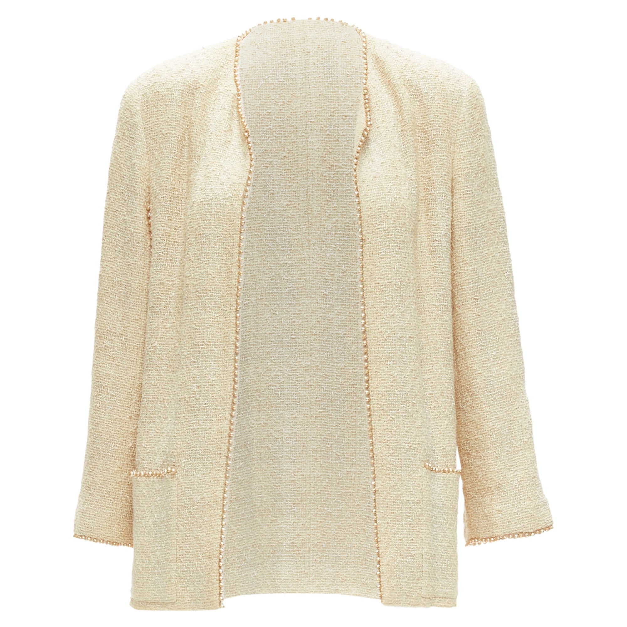 Women's Chanel Karl Lagerfeld P pearl trim boucle tweed jacket