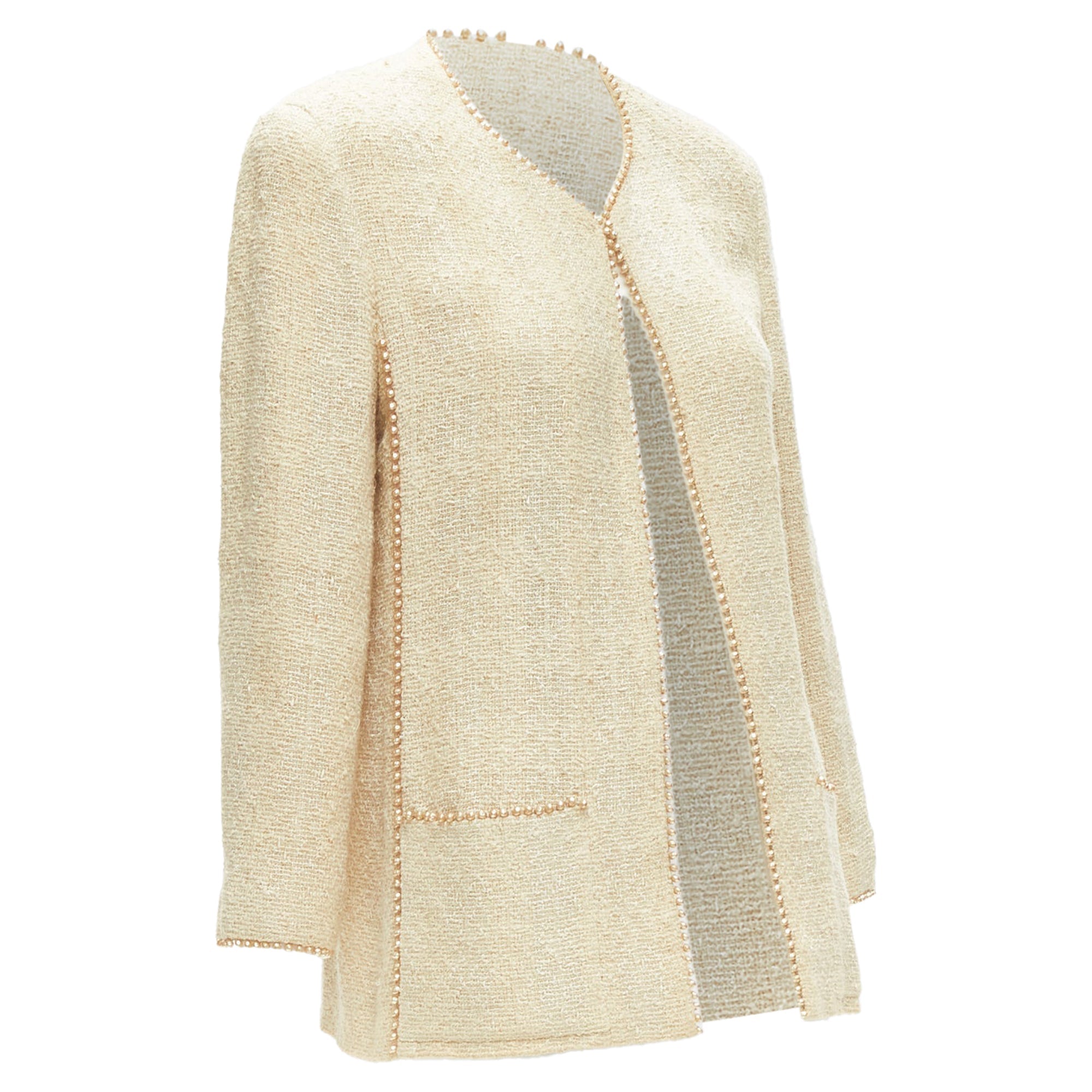 Women's Chanel Karl Lagerfeld P pearl trim boucle tweed jacket