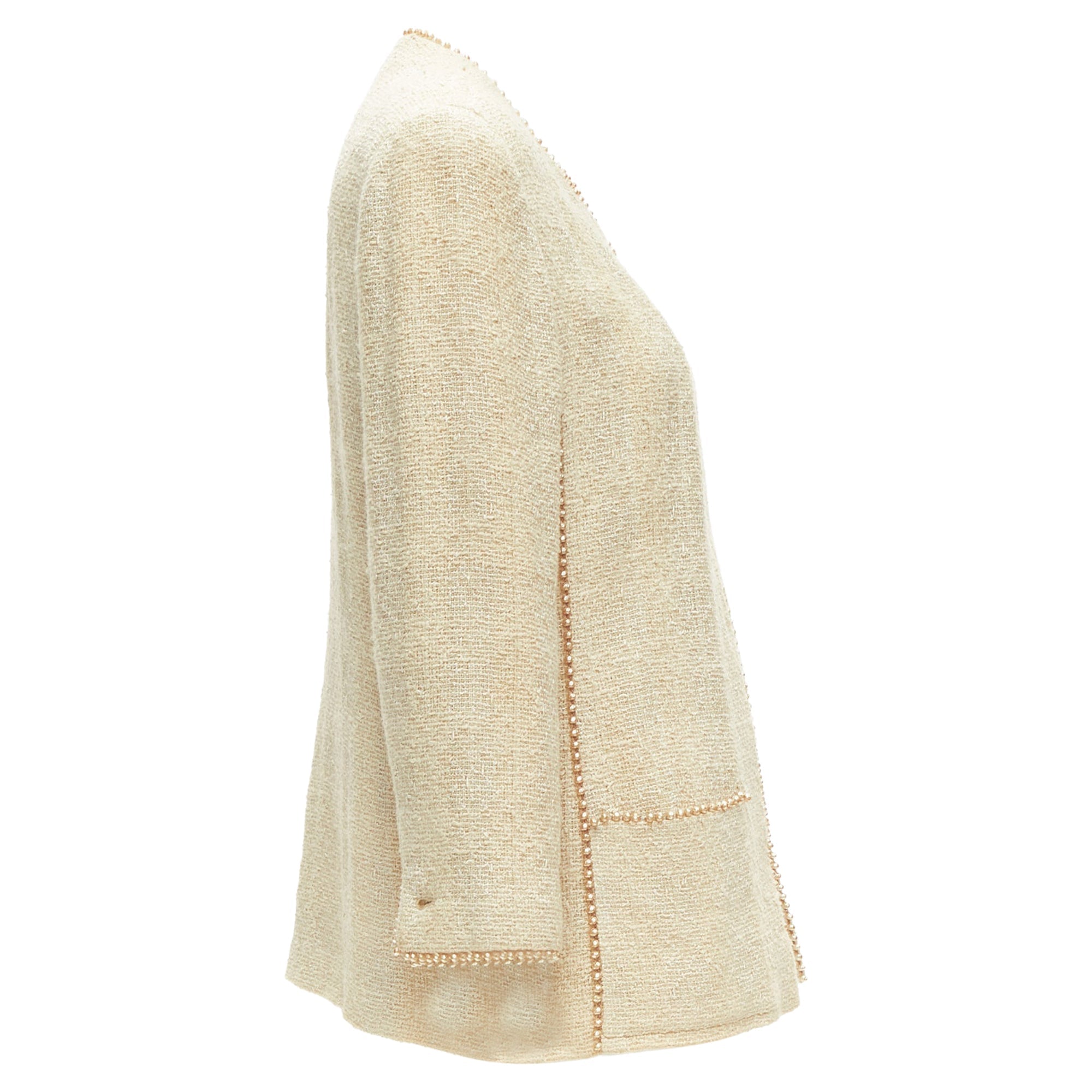 Women's Chanel Karl Lagerfeld P pearl trim boucle tweed jacket