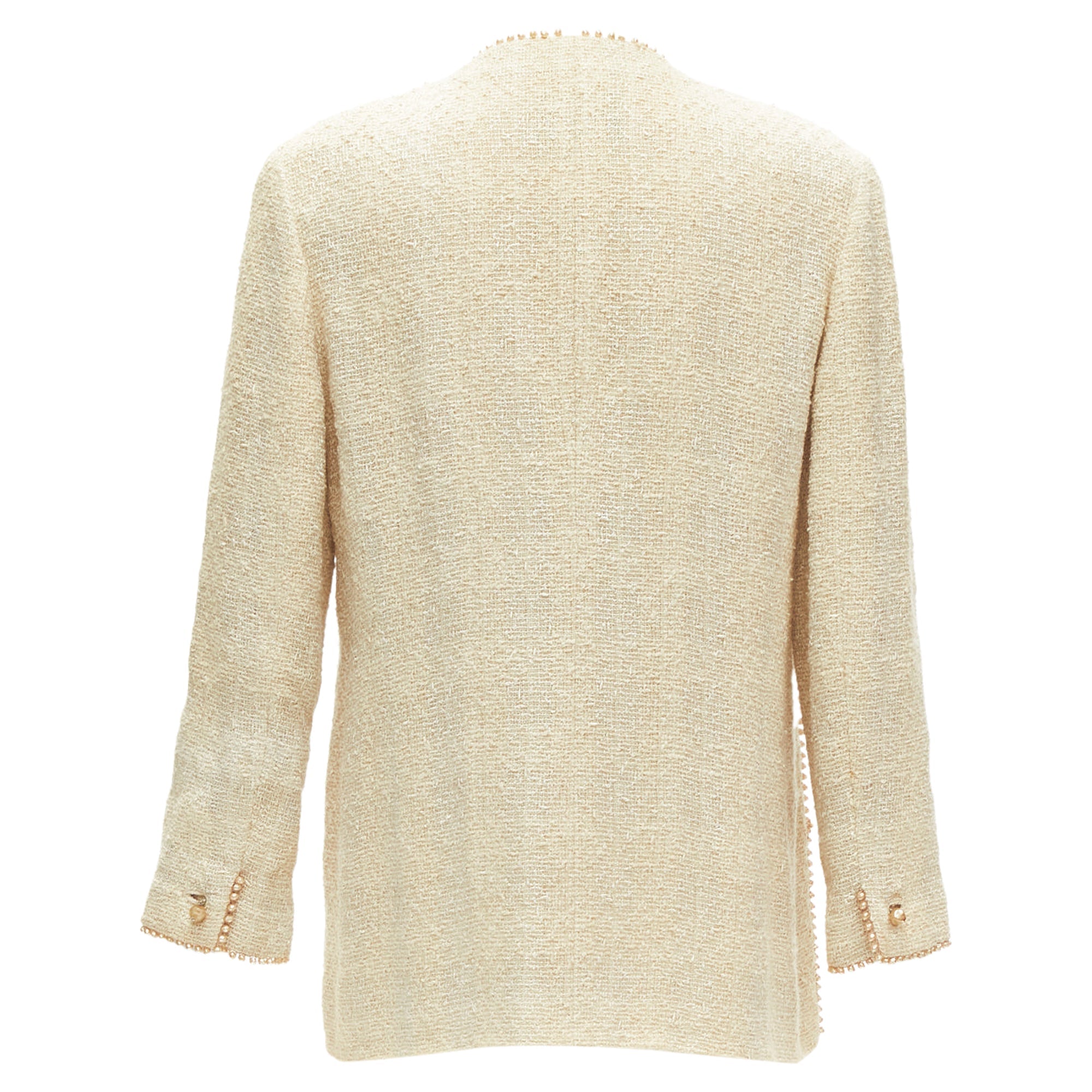 Women's Chanel Karl Lagerfeld P pearl trim boucle tweed jacket