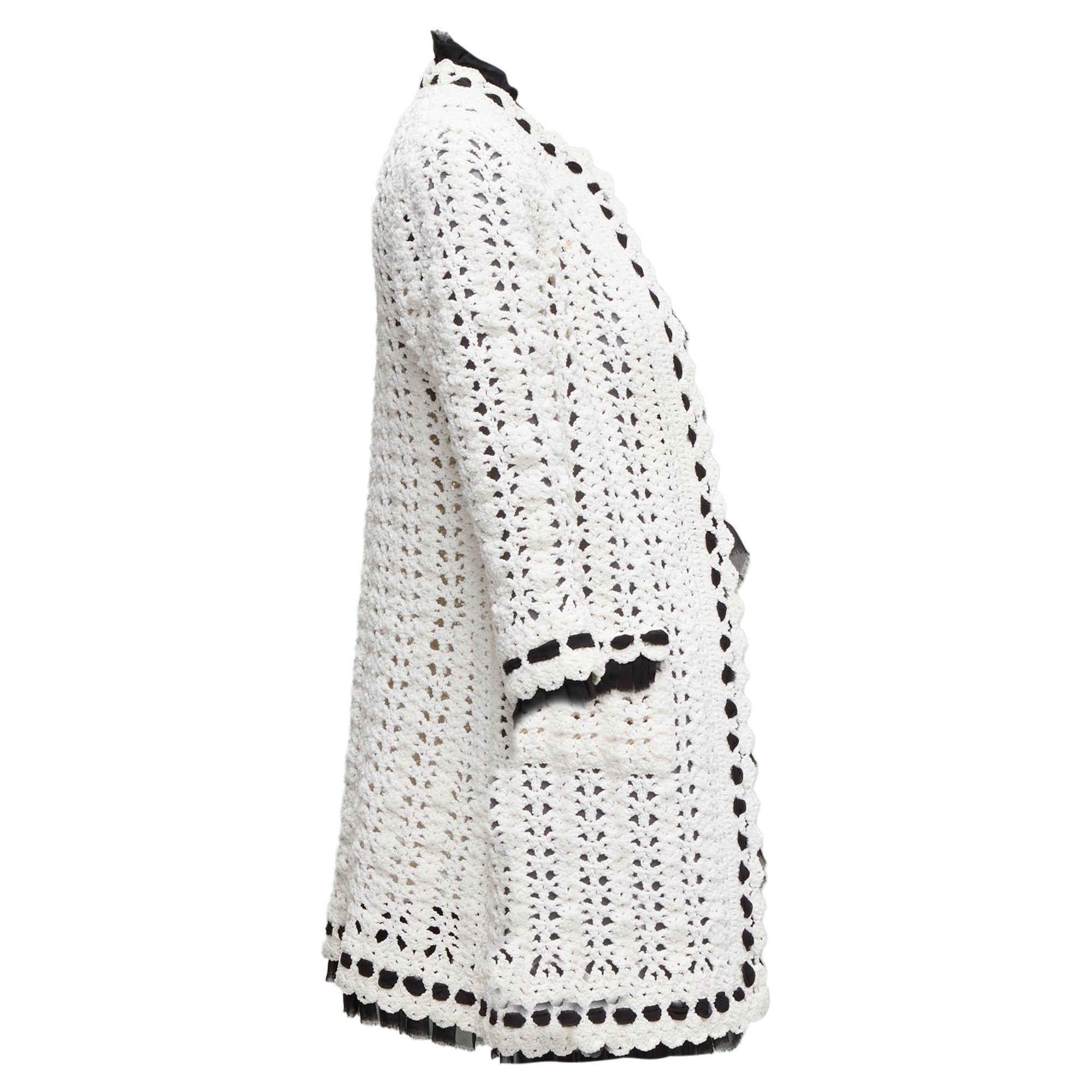 Women's Chanel crochet knitsilk trim cardigan coat