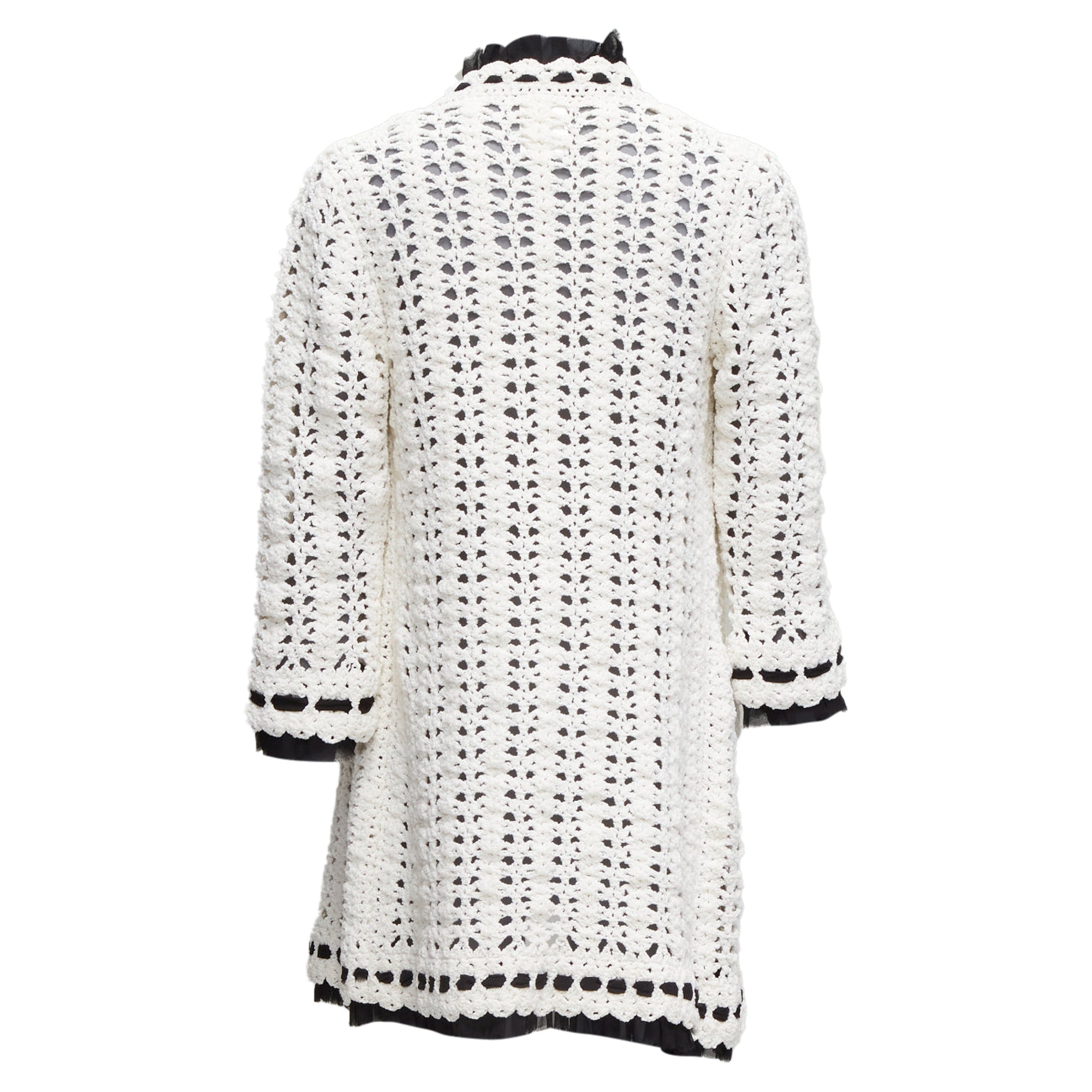 Women's Chanel crochet knitsilk trim cardigan coat