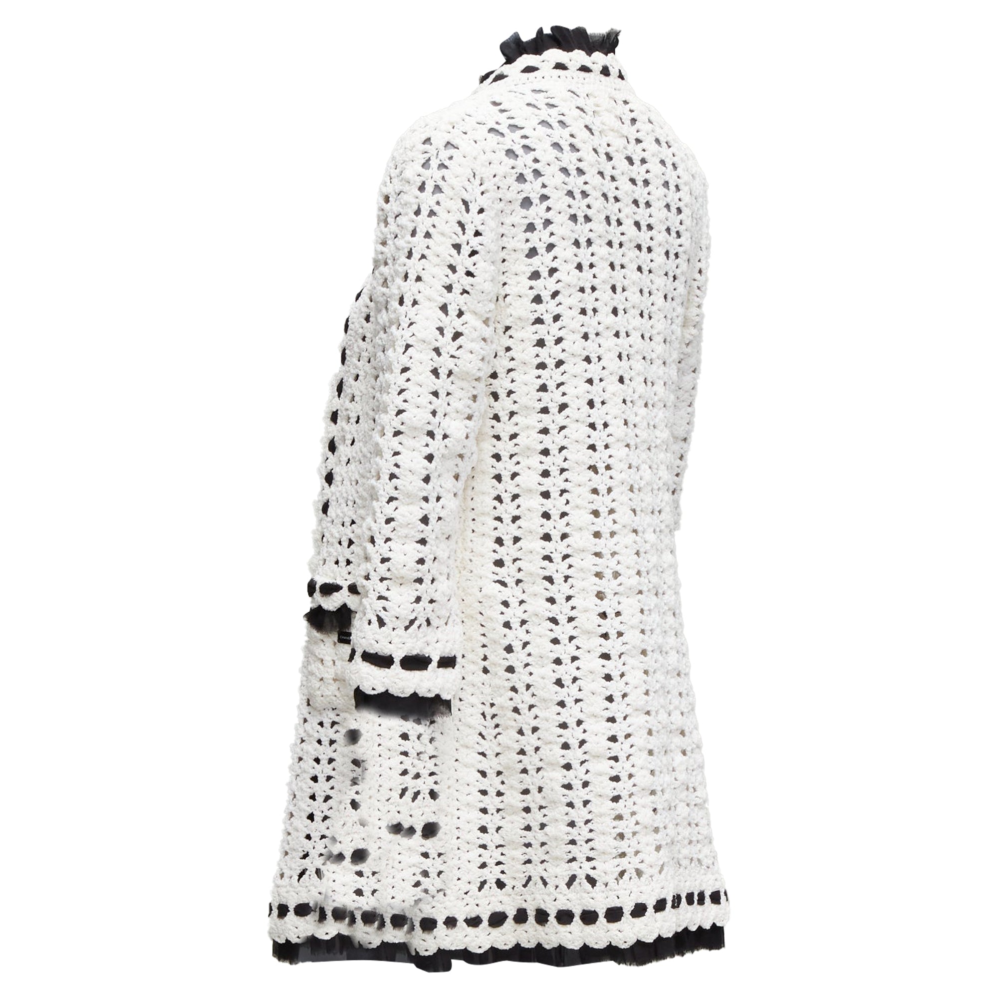 Women's Chanel crochet knitsilk trim cardigan coat