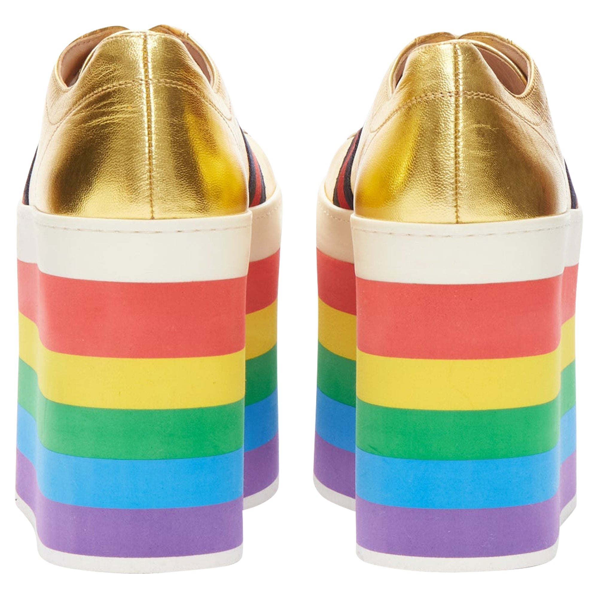 Women's Gucci Alessandro Michele Peggy rainbow web platform sneakers