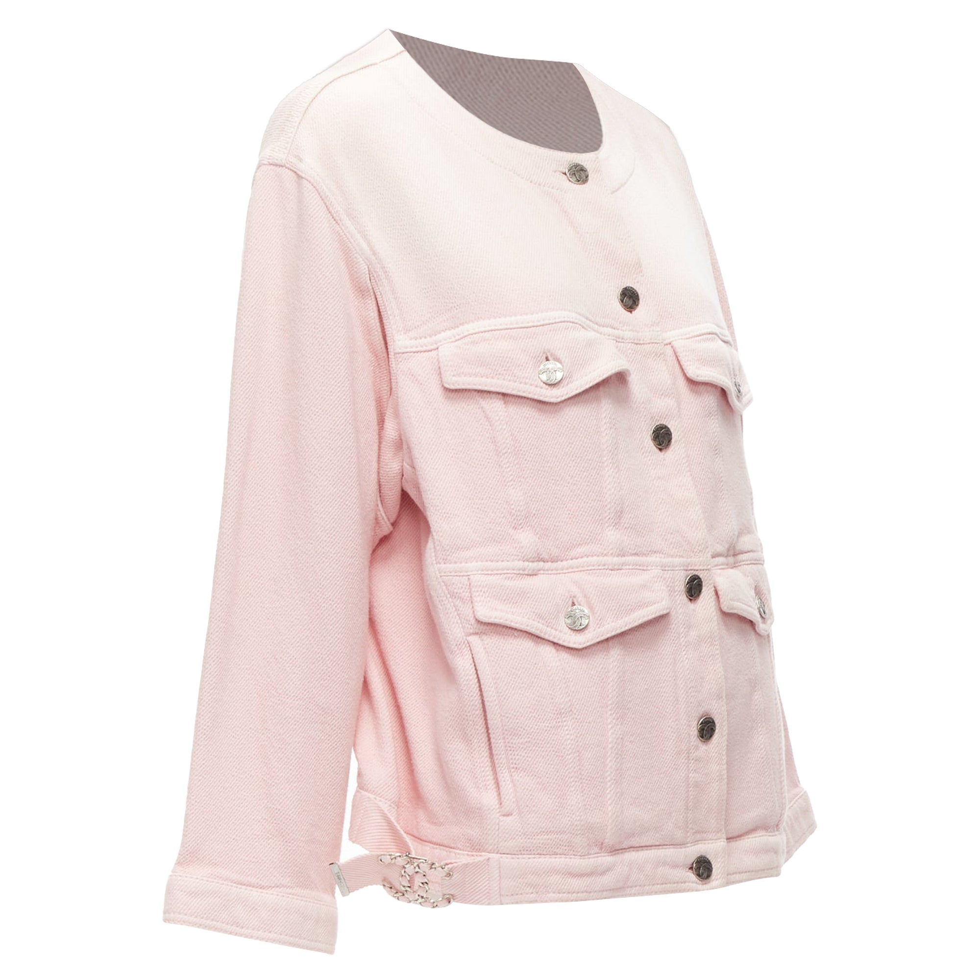 Women's Chanel cotton pockets cc buttons collarless oversized jacket