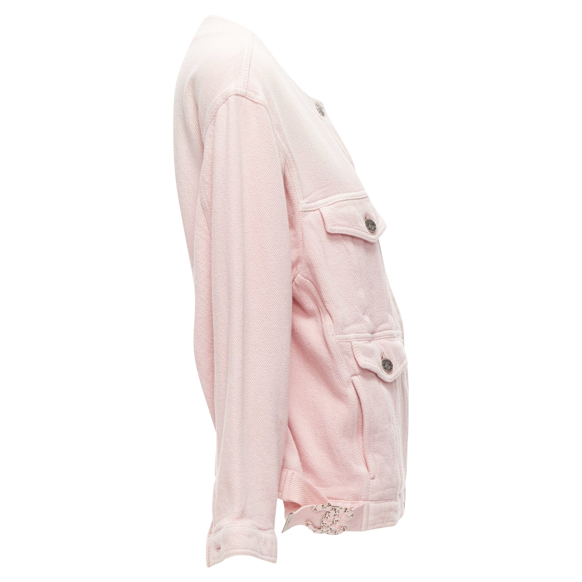 Women's Chanel cotton pockets cc buttons collarless oversized jacket