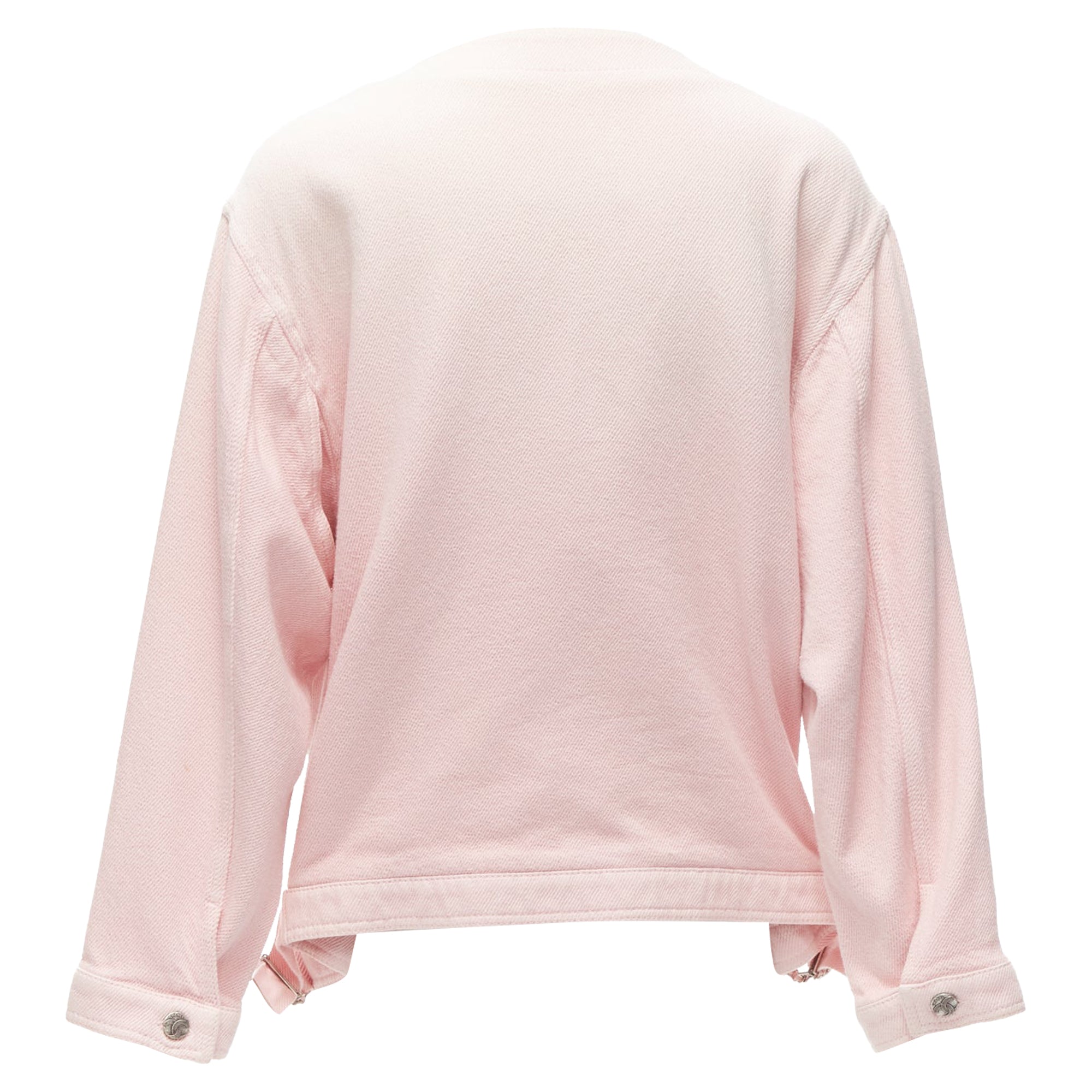 Women's Chanel cotton pockets cc buttons collarless oversized jacket
