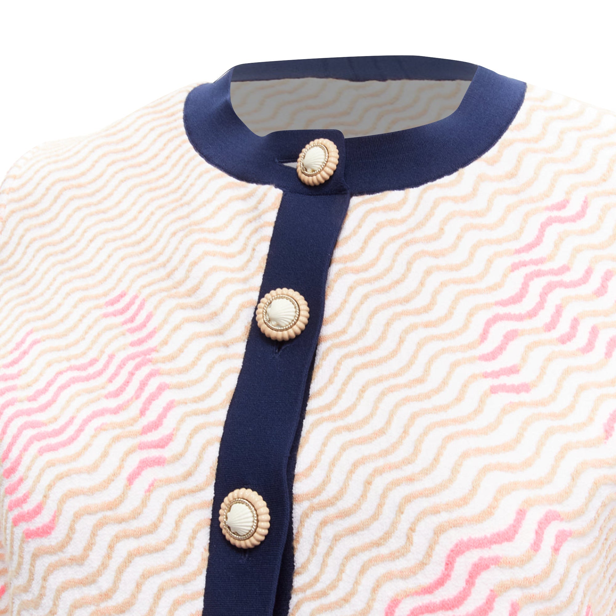 Women's Chanel applique logo twirl seashell button cropped cardigan
