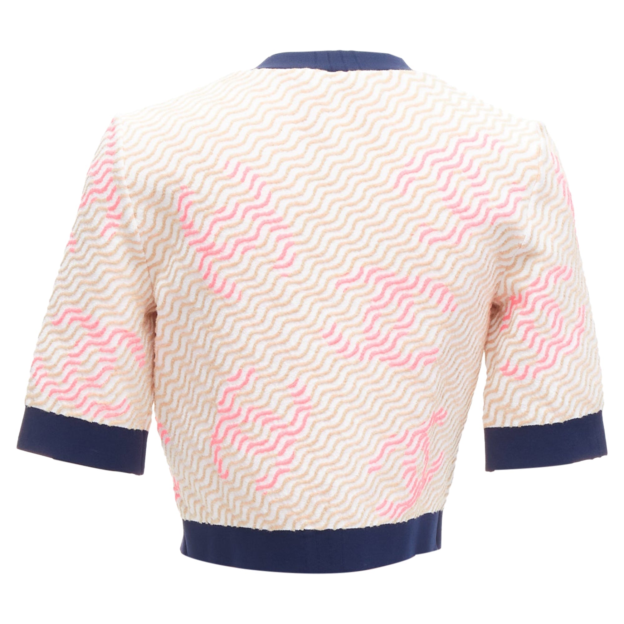 Women's Chanel applique logo twirl seashell button cropped cardigan