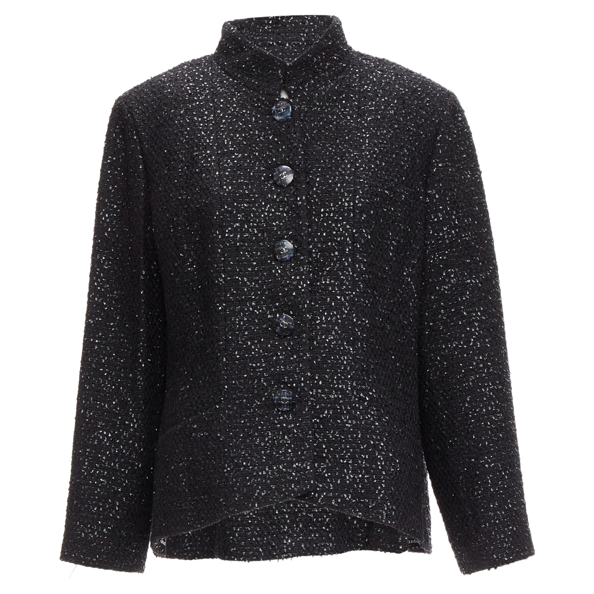 Women's Chanel fantasy tweed lurex cc logo button power jacket