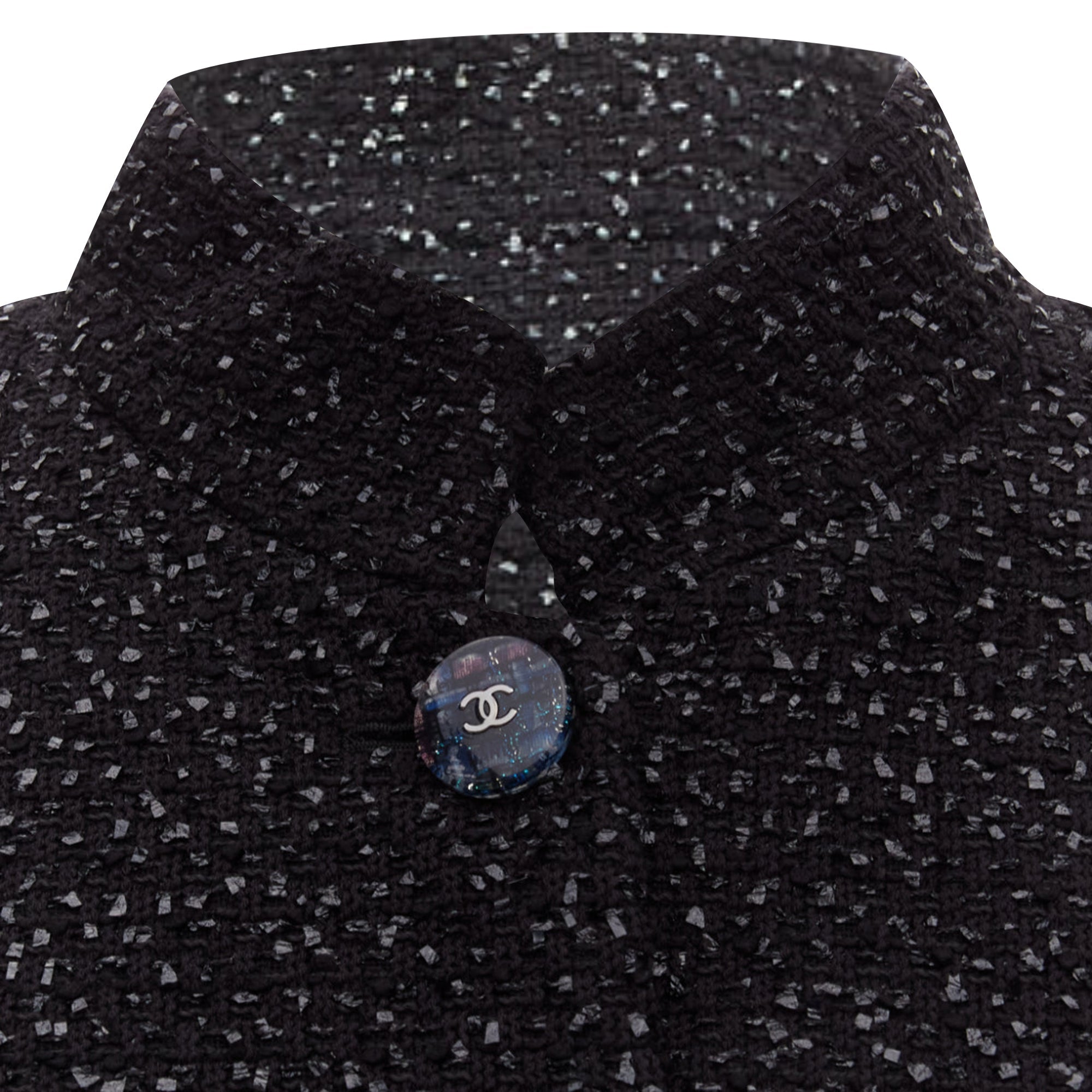 Women's Chanel fantasy tweed lurex cc logo button power jacket